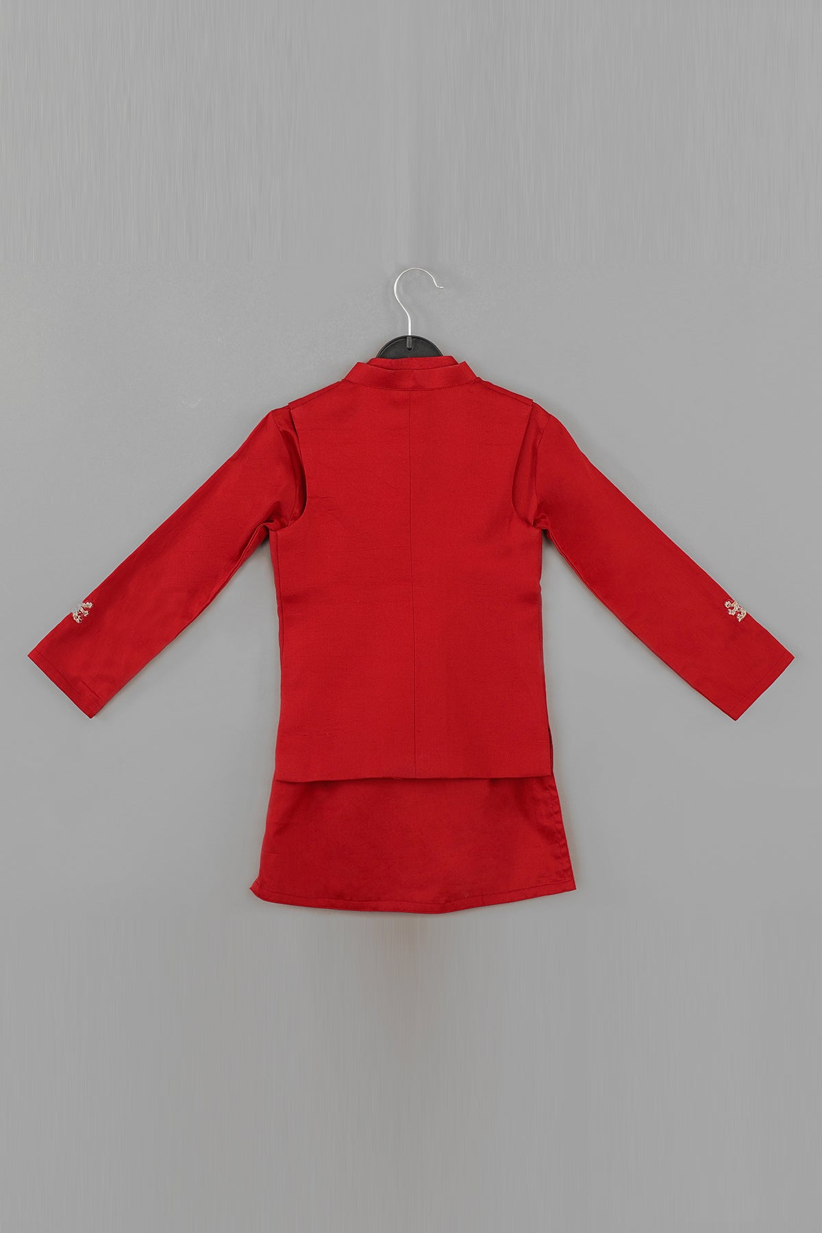 Embroidered Maroon Jacket Set