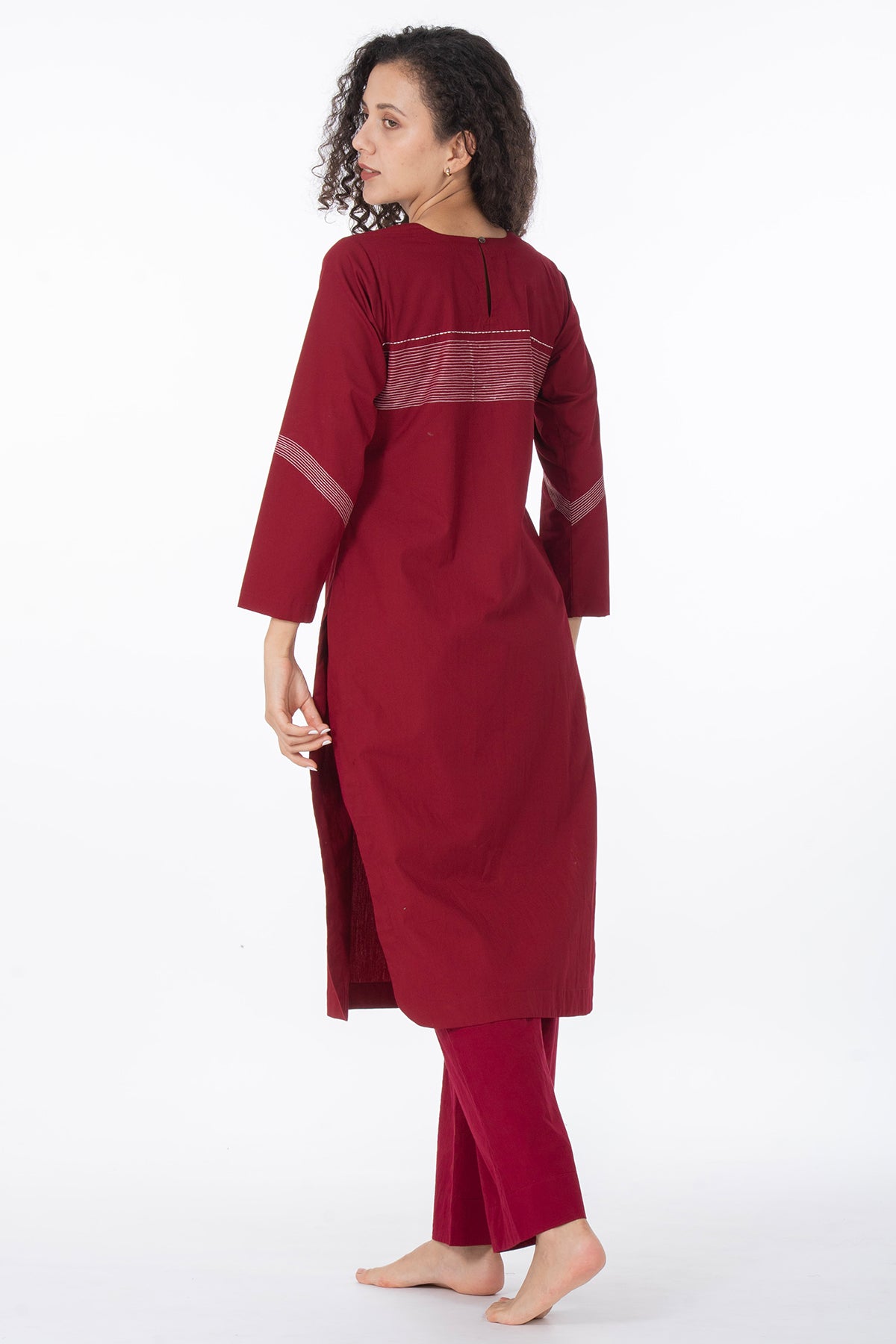 Embroidered Maroon Kurta & Pant