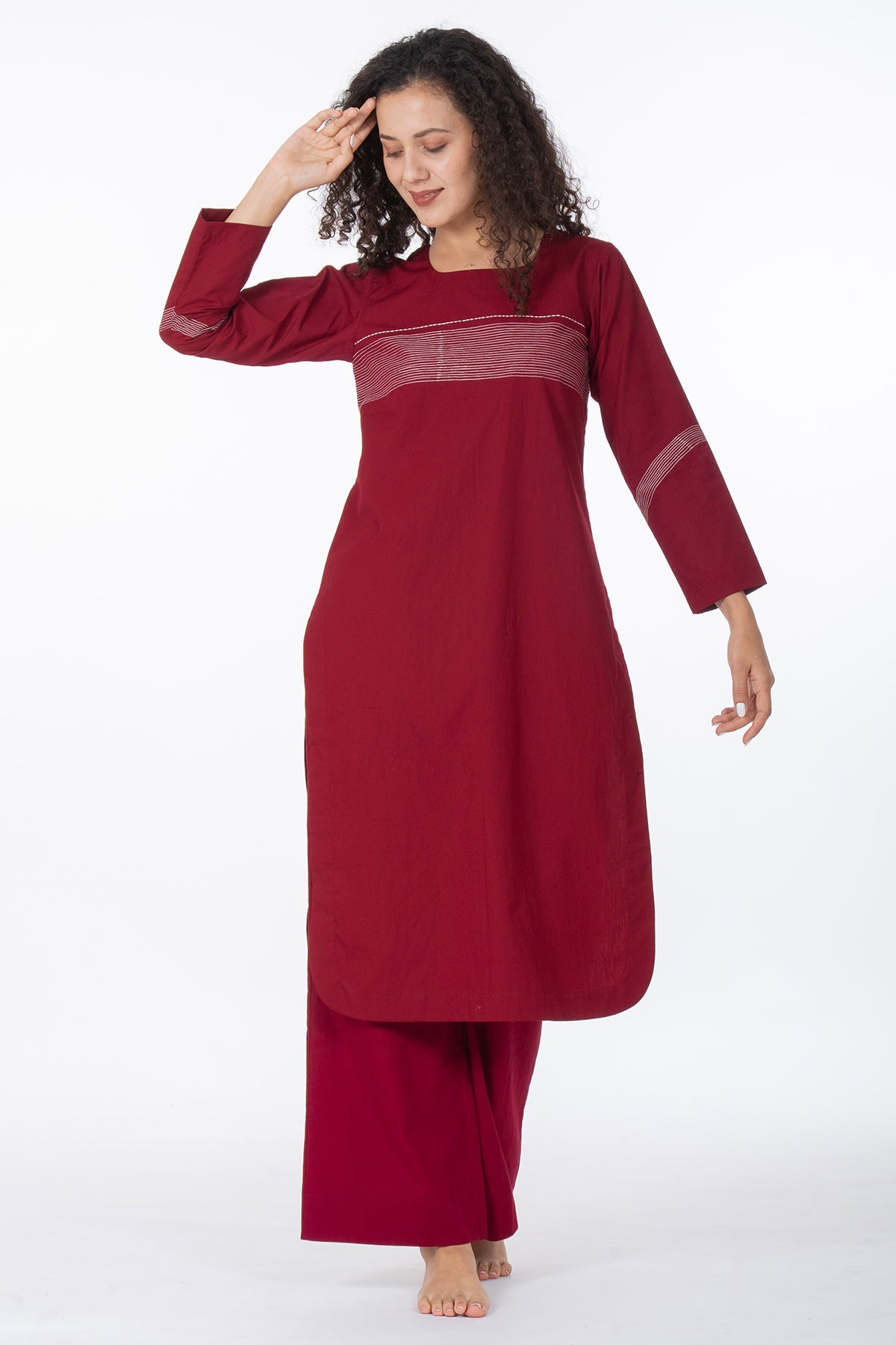 Buy Embroidered Maroon Kurta & Pant for women by Khat Clothing online available at scrollnshops