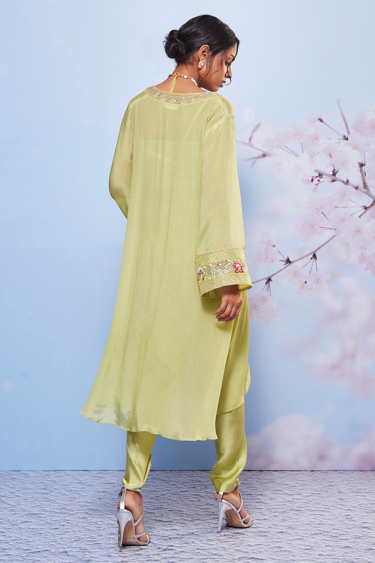 Embroidered Mint Jacket Set