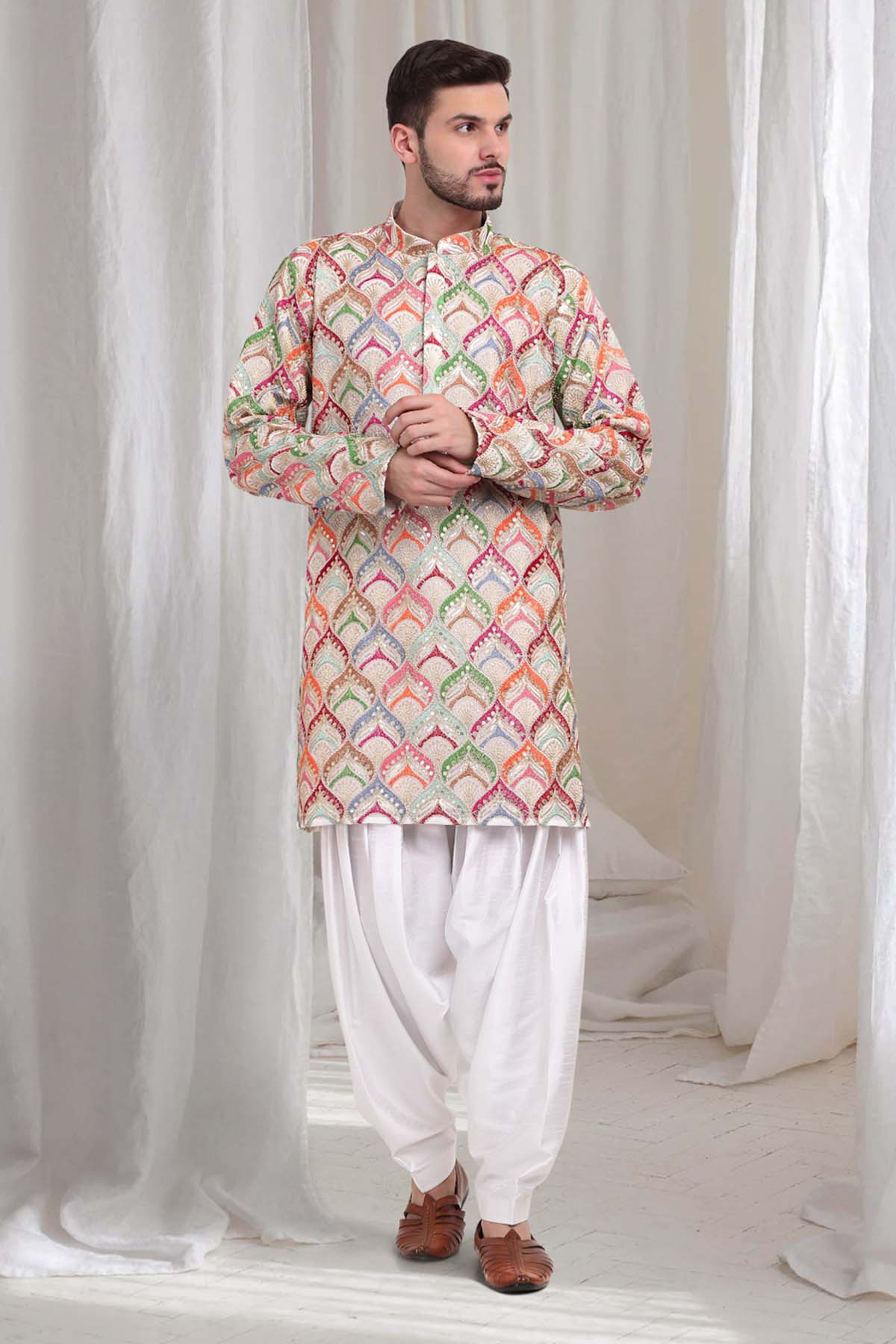 Buy Embroidered Multicolor Kurta Set by Aham Vayam at ScrollnShops