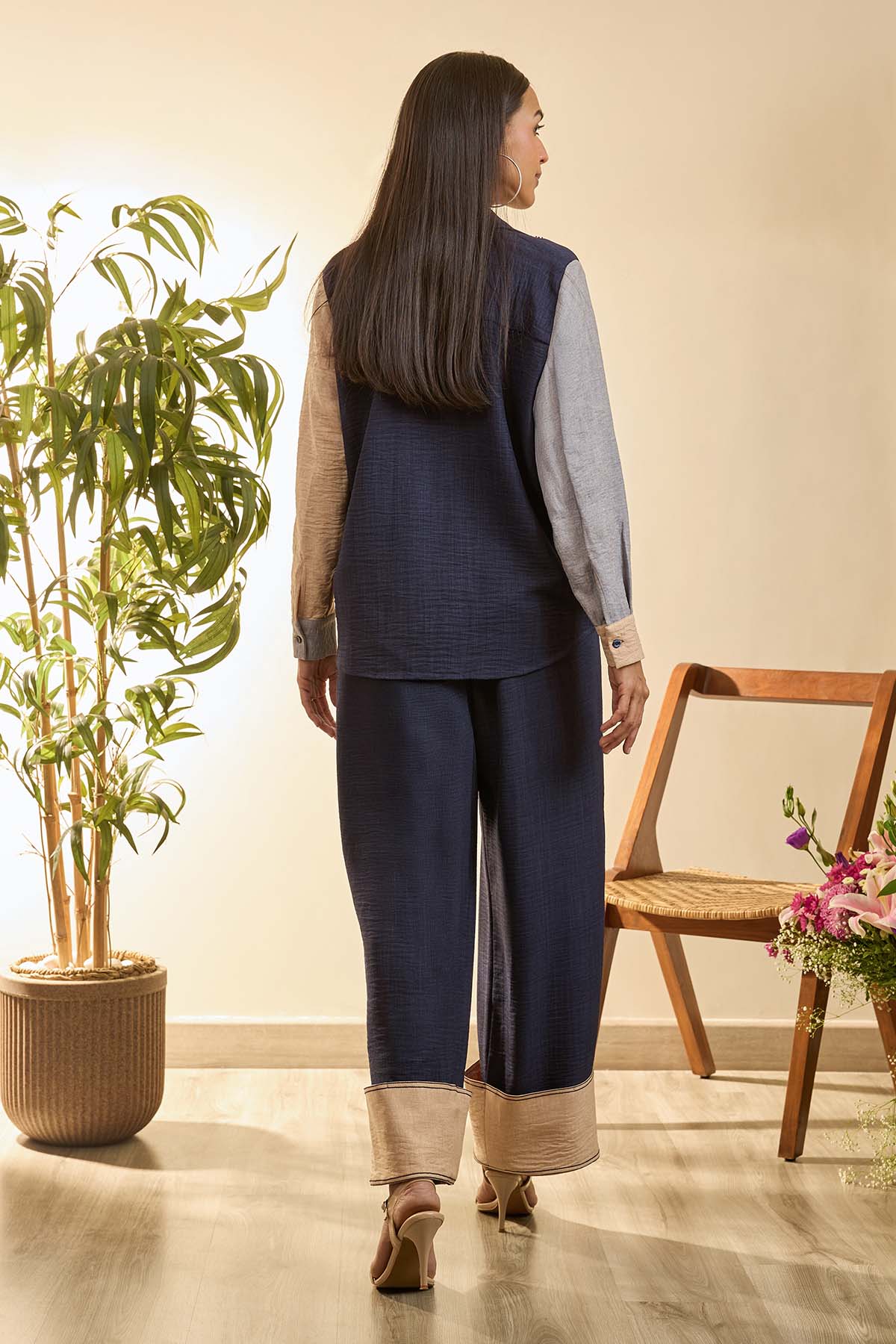 Embroidered Navy Blue Co-ord Set