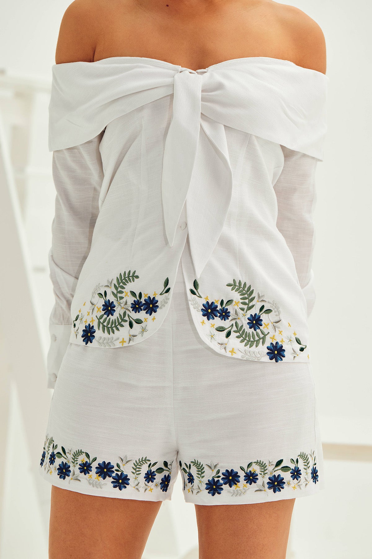 Embroidered Off-Shoulder Top