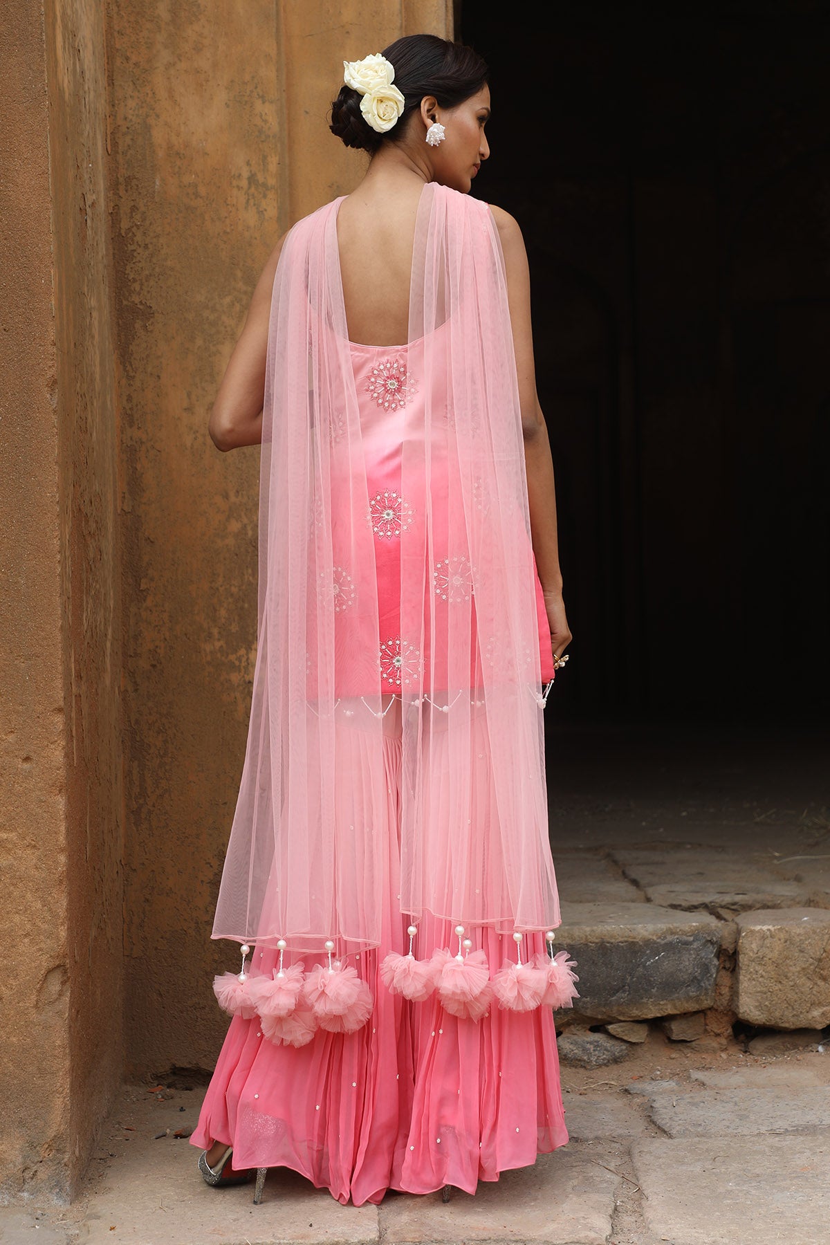 Embroidered Ombre Sharara Set