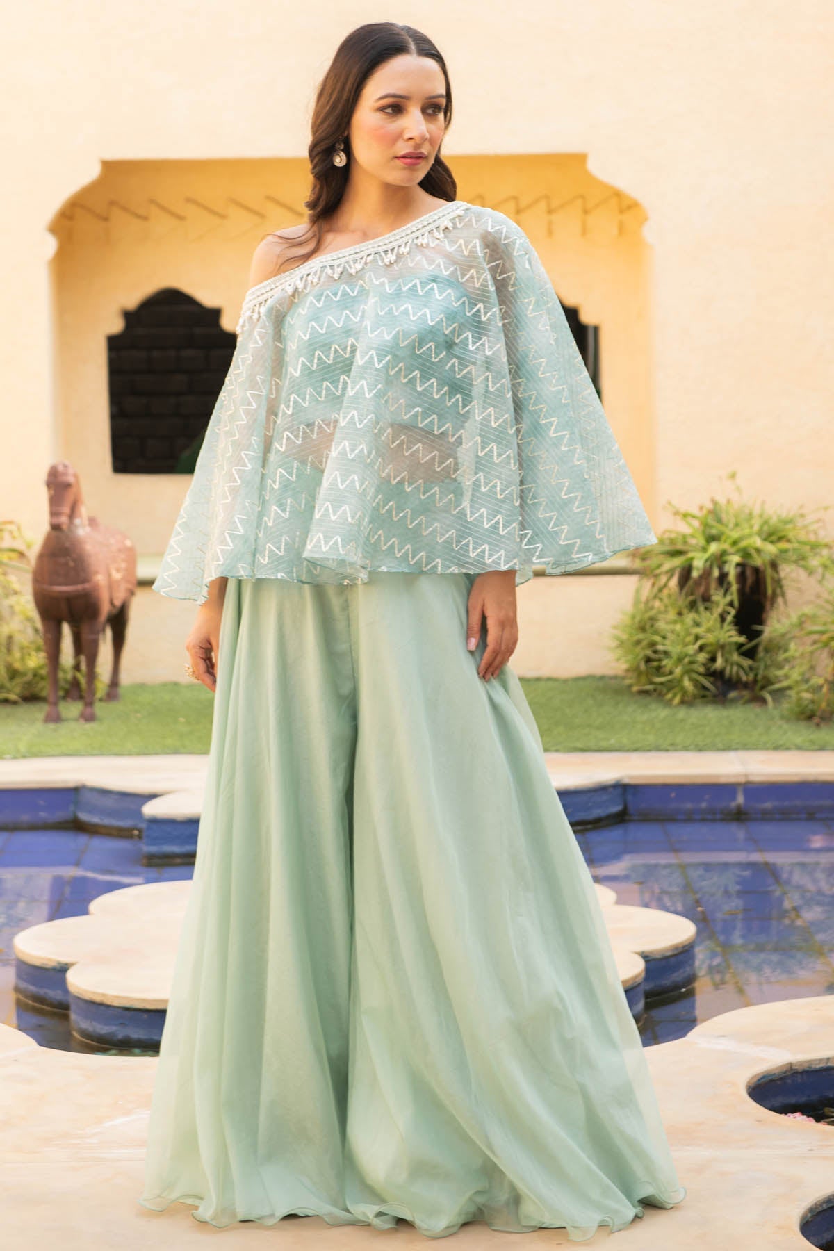 Buy Embroidered Organza Sharara Set Online