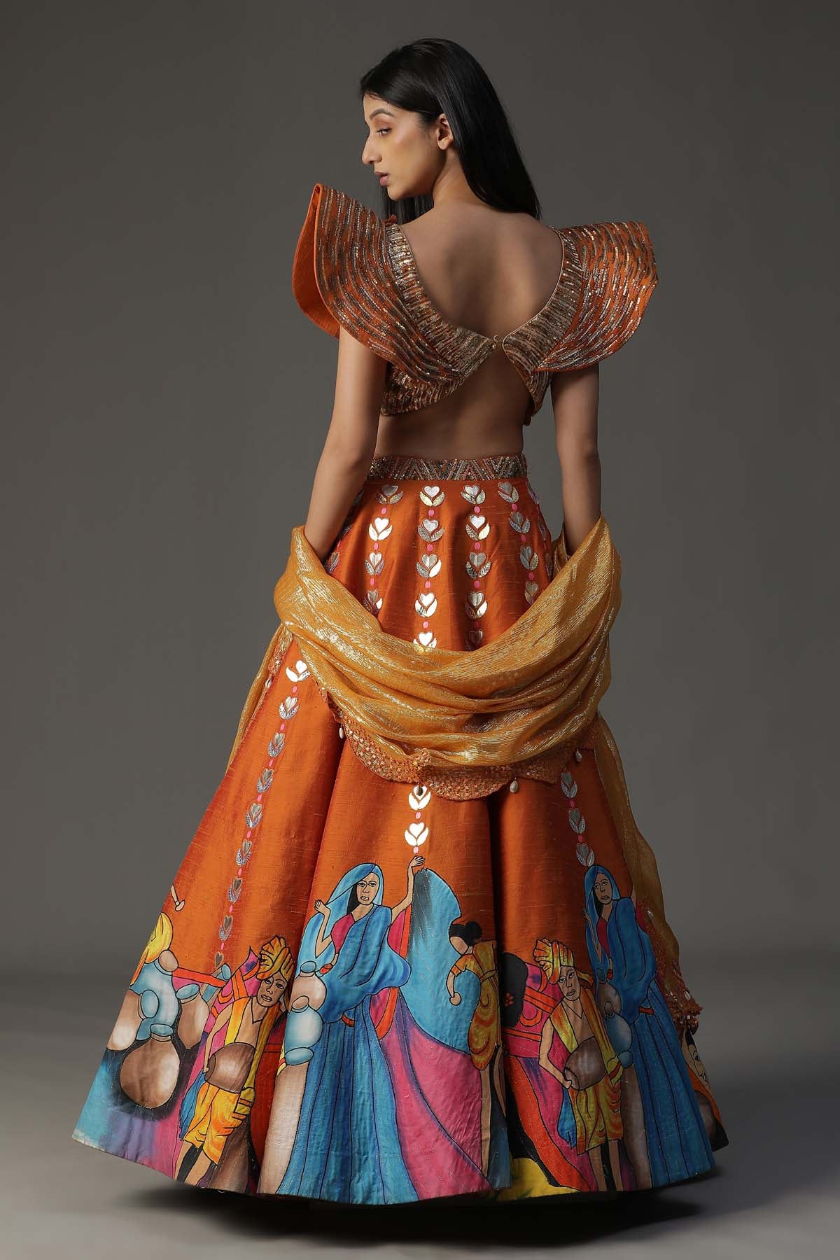 Embroidered & Painted Lehenga Set