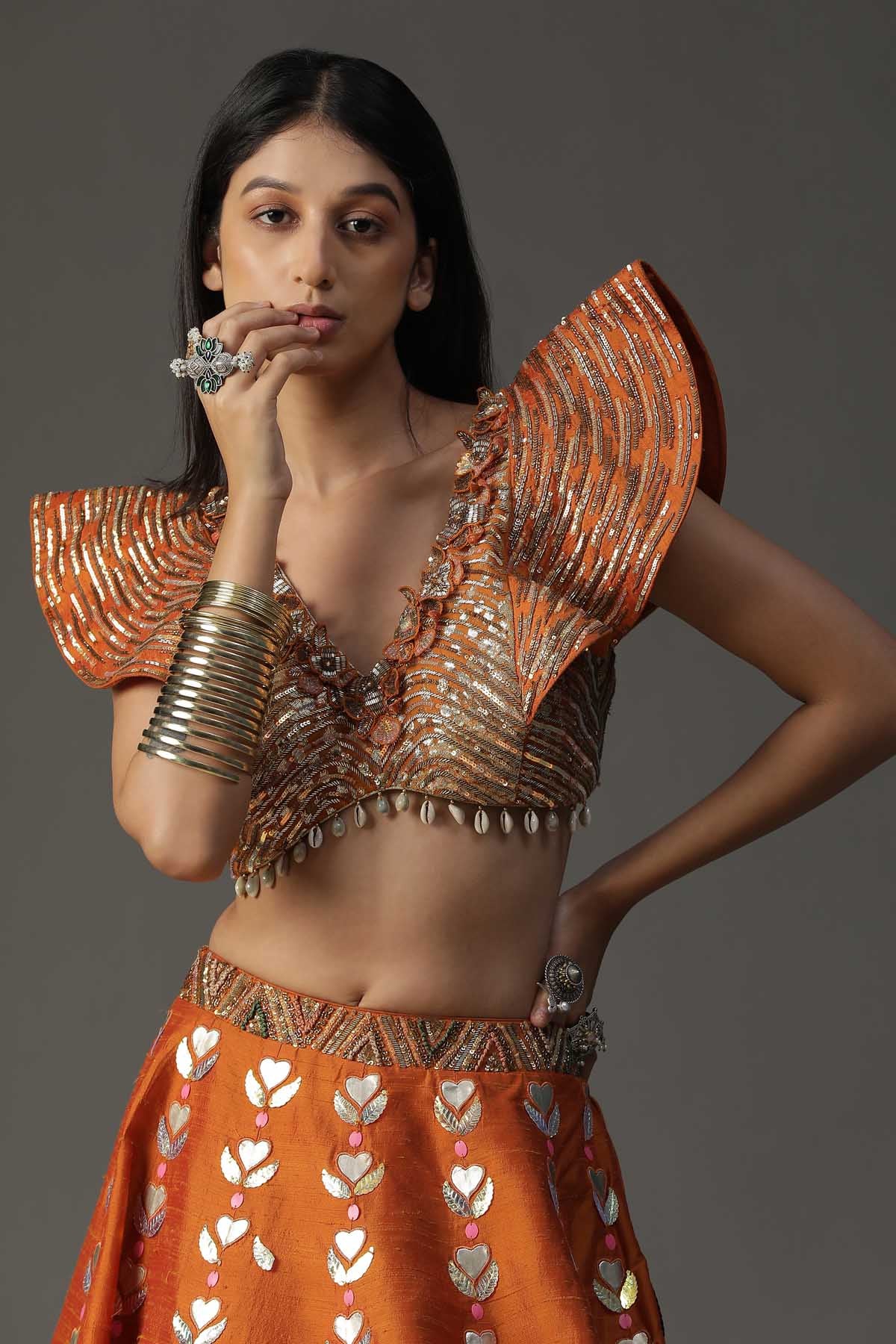 Embroidered & Painted Lehenga Set