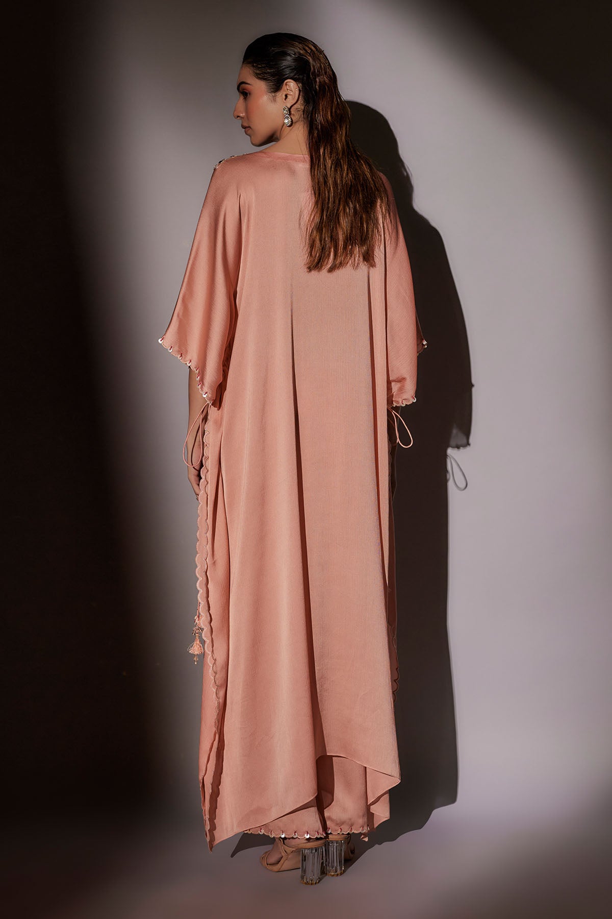 Embroidered Peach Kaftan Set