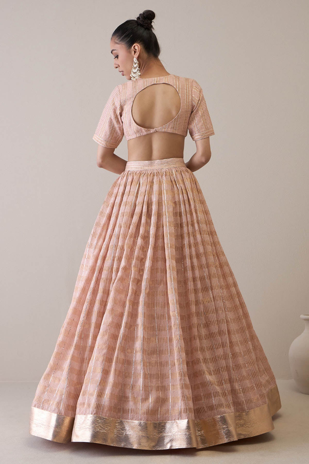 Embroidered Peach Lehenga Set