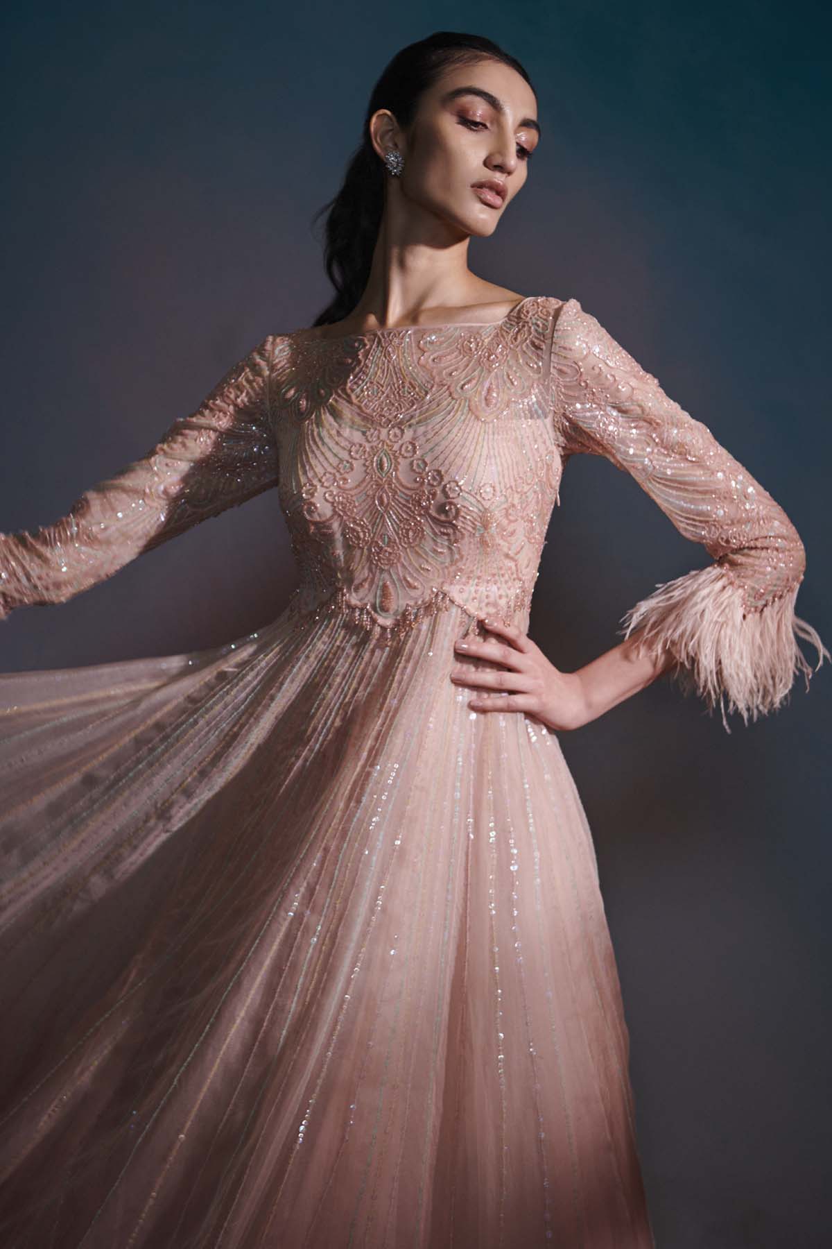 Embroidered Pink Anarkali Set