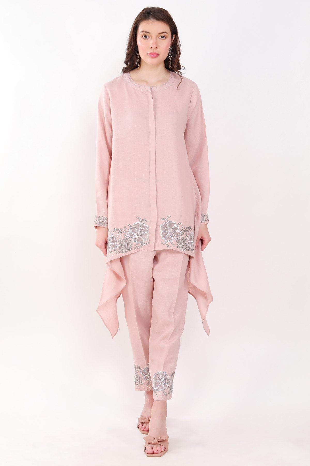 Buy Designer Embroidered Pink Co-ord Set Online