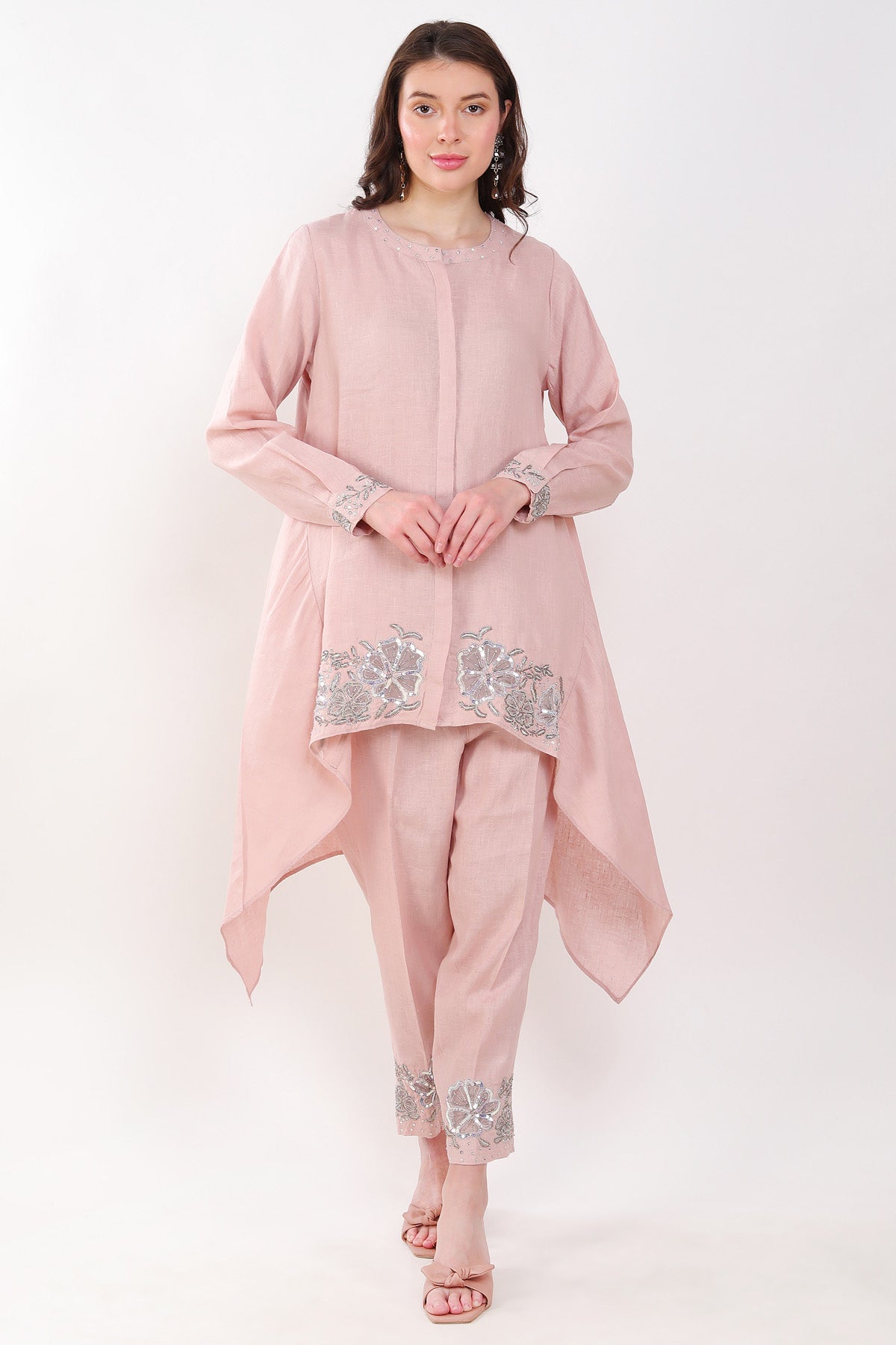Embroidered Pink Co-ord Set