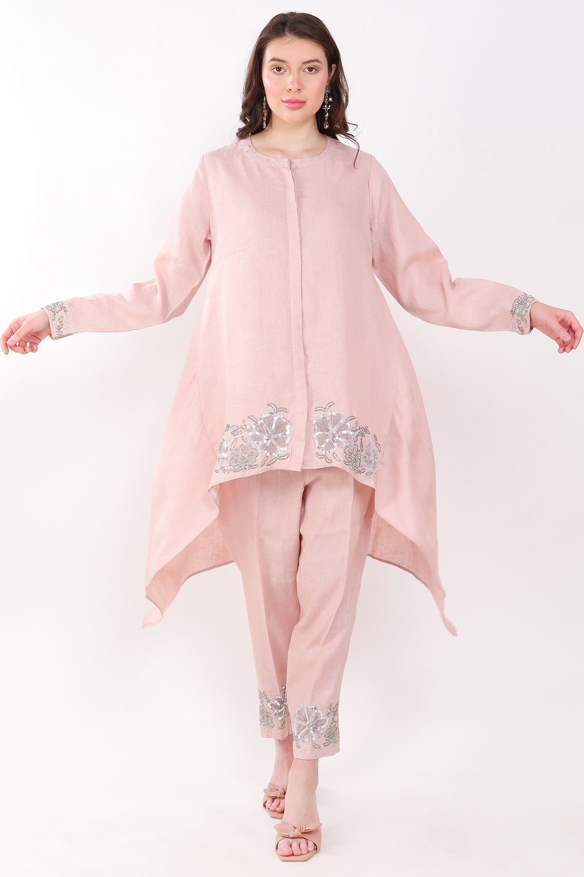 Embroidered Pink Co-ord Set