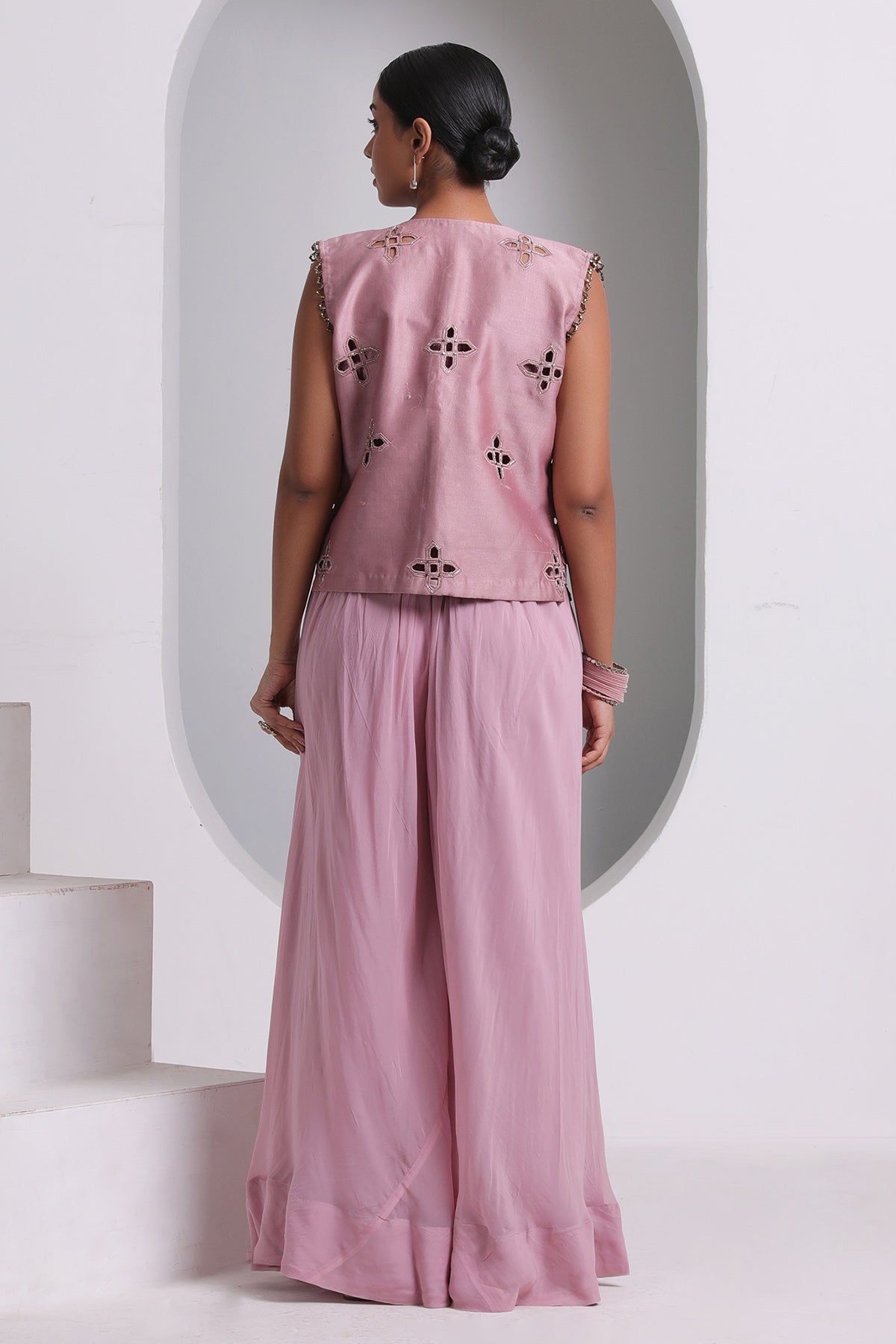 Embroidered Pink Jacket Set