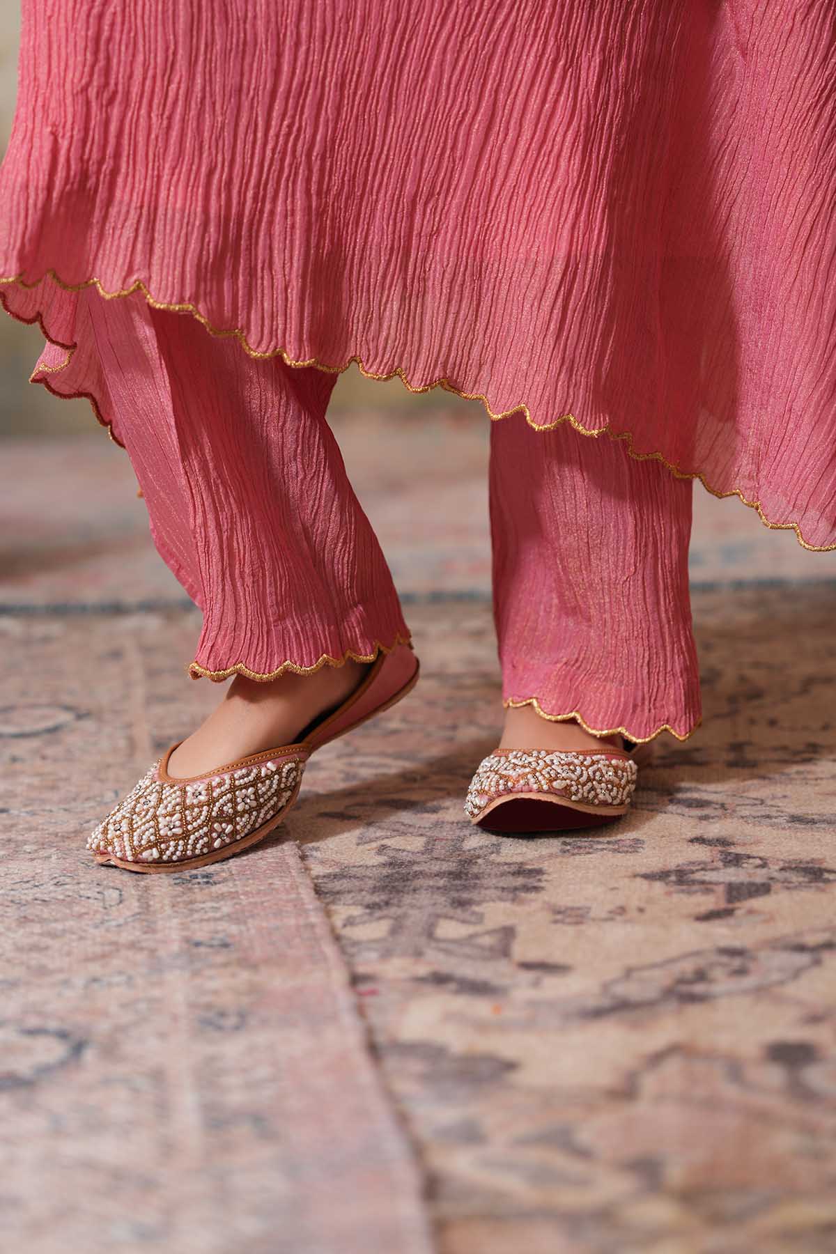 Embroidered Pink Kaftan & Pants