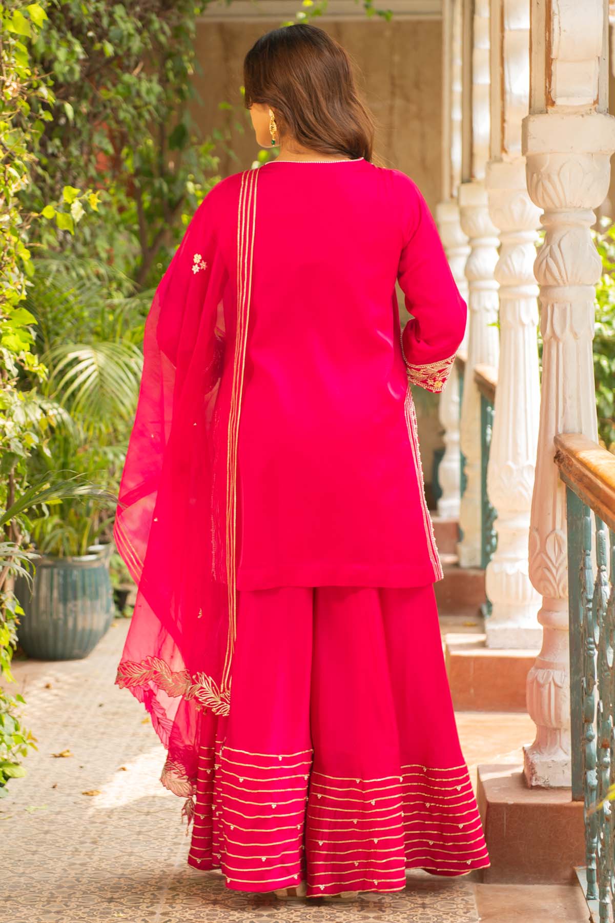 Embroidered Pink Sharara Set