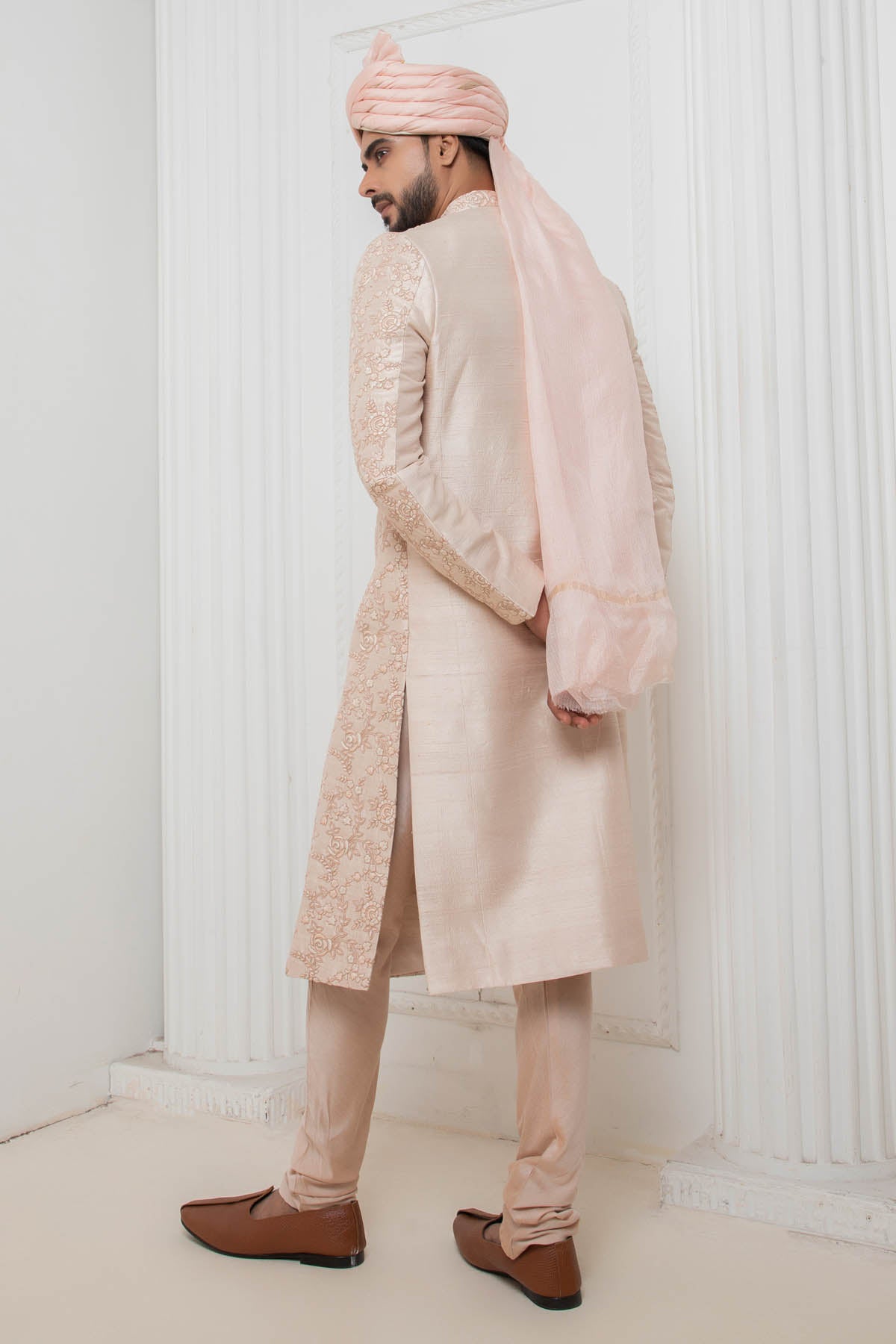 Embroidered Pink Sherwani Set