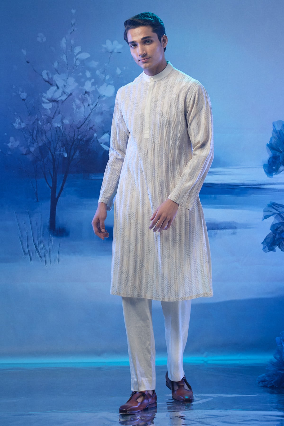 Embroidered Pintuck Kurta Set