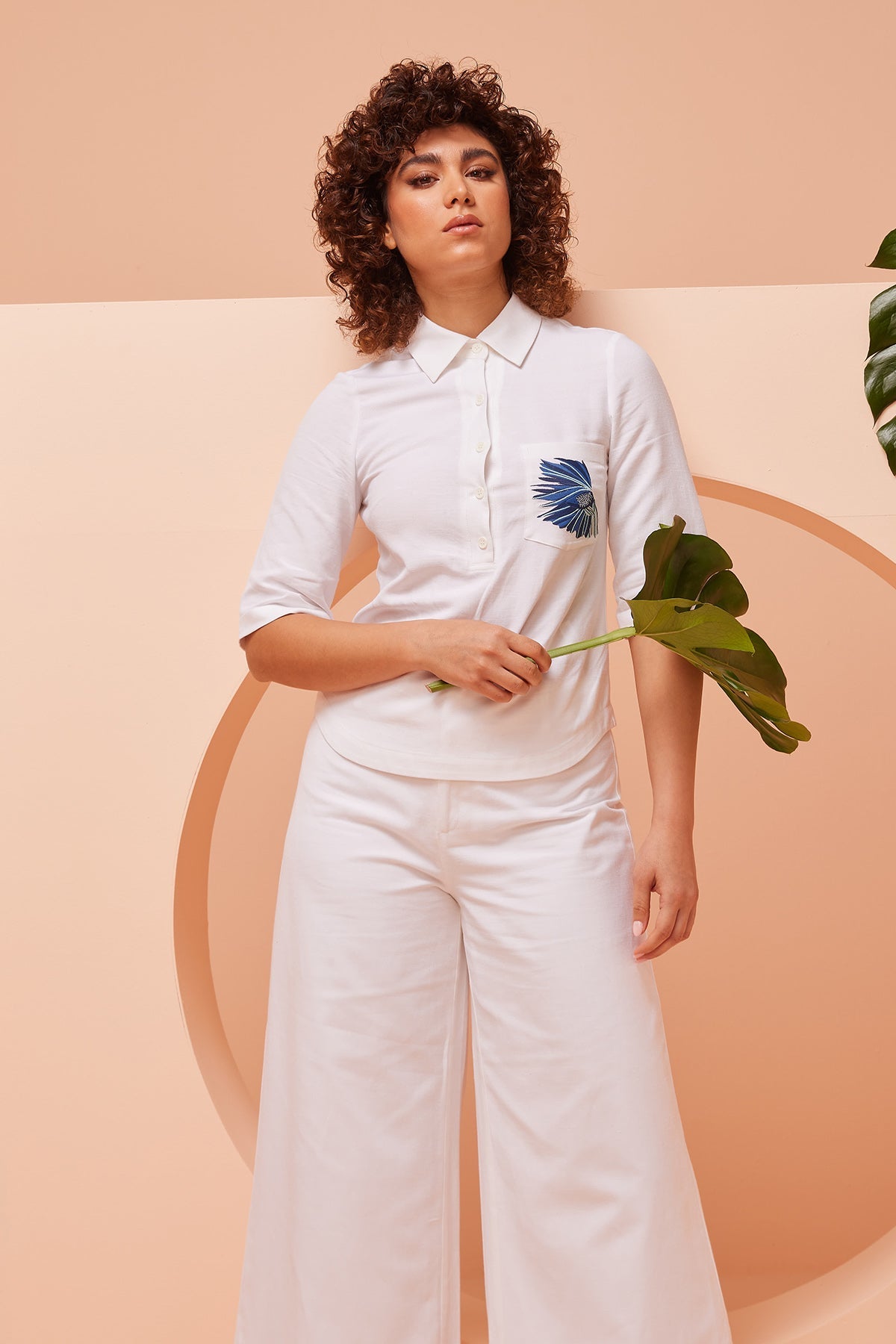 Buy Embroidered Pocket White Shirt by Ashita Fernandes for Women online at ScrollnShops