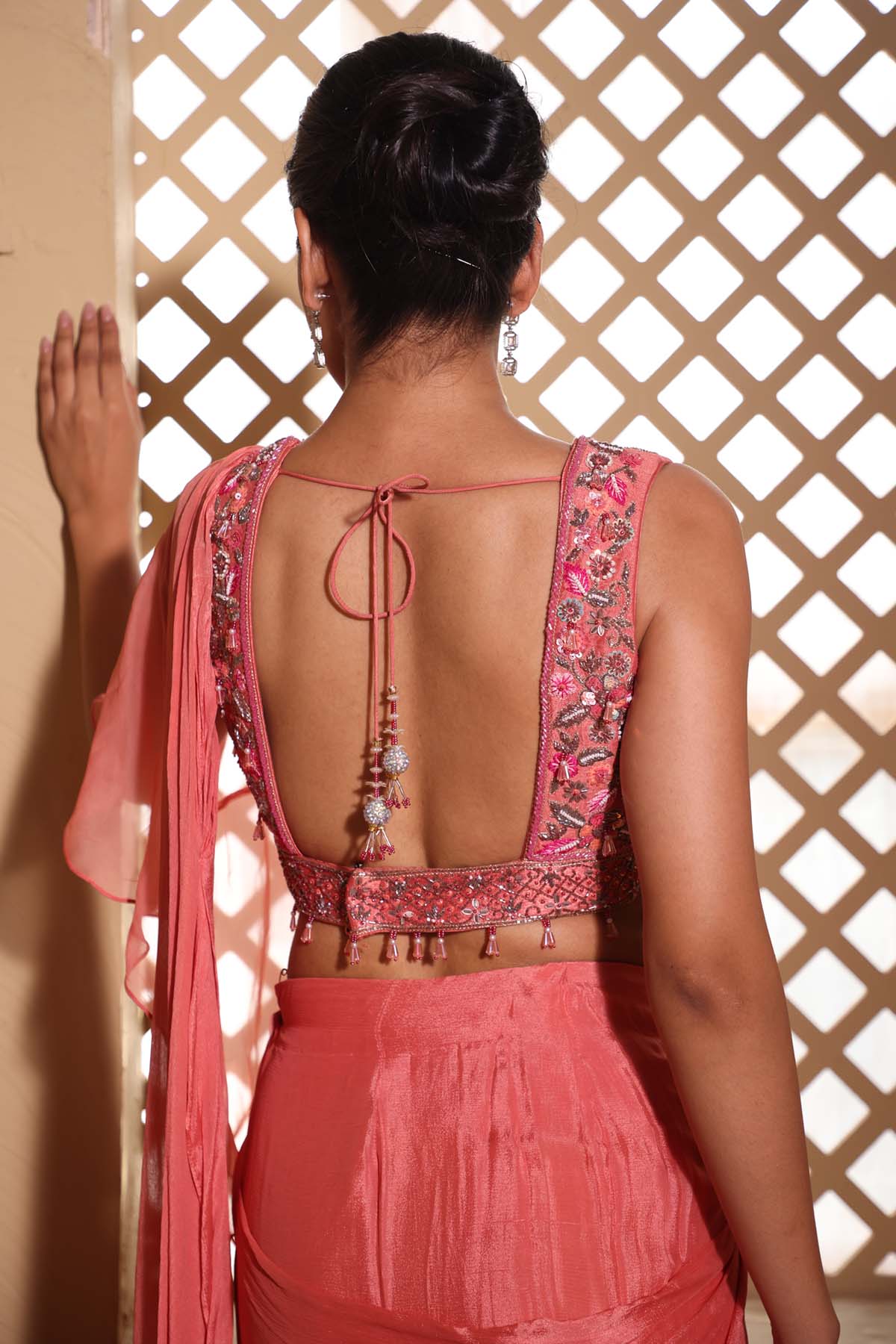 Embroidered Pre-Draped Saree