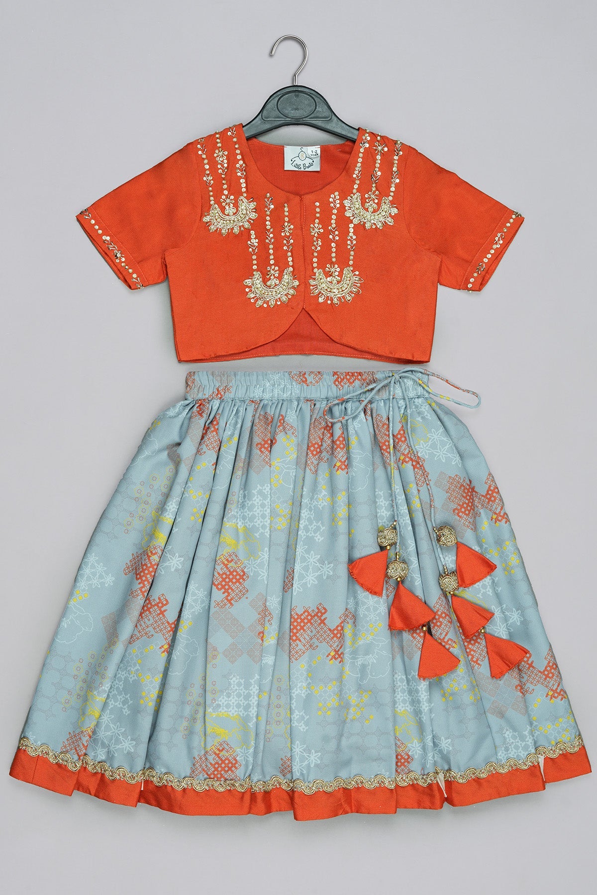 Buy Embroidered Printed Lehenga Set for Kids by Little Brats Designer online available at scrollnshops