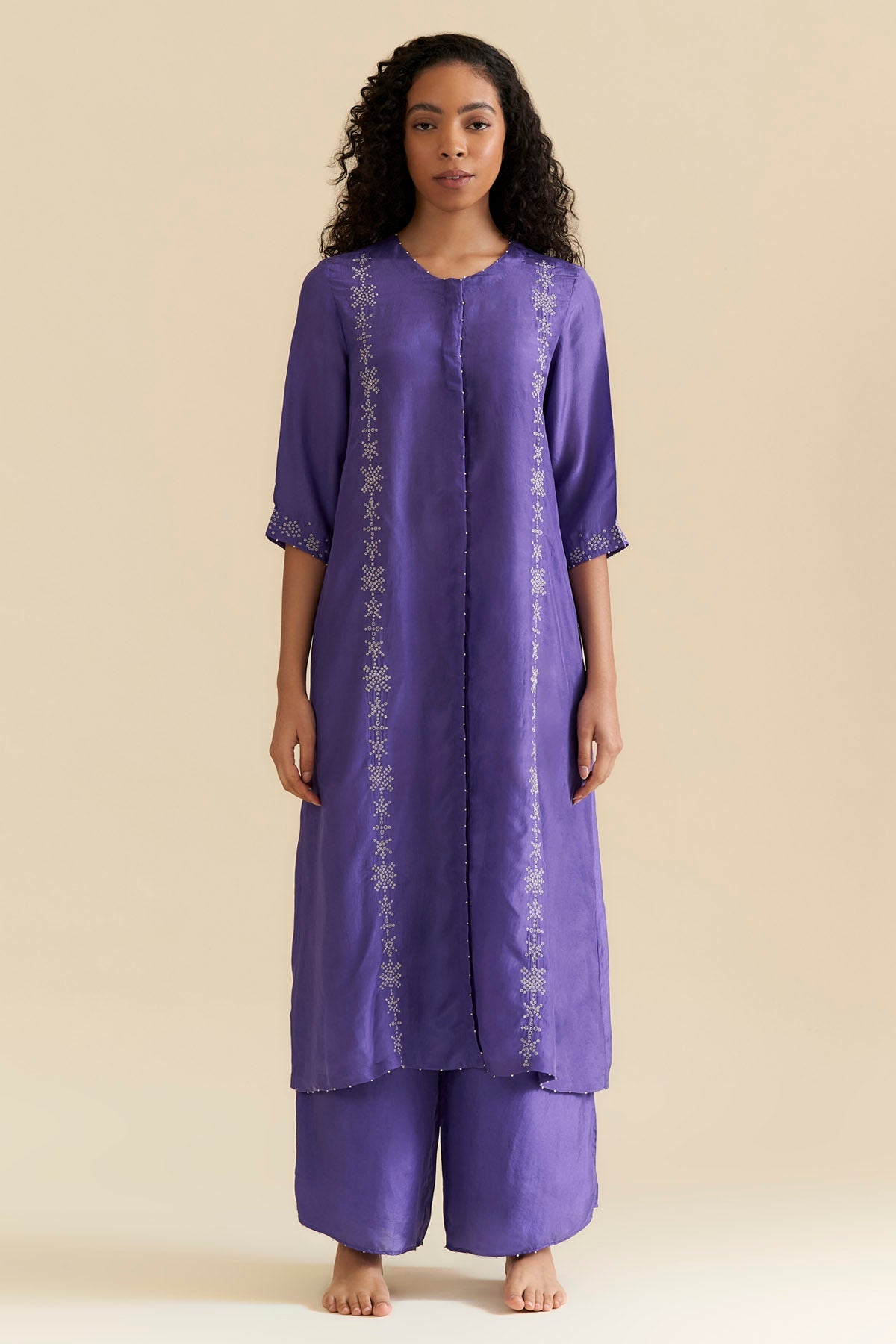 Srota by Srishti Aggarwal Embroidered Purple Kurta Set for women online at ScrollnShops