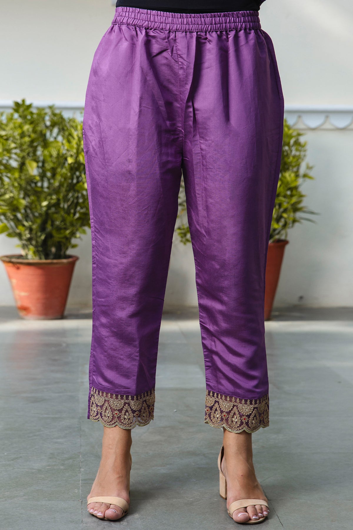 Embroidered Purple Kurta Set