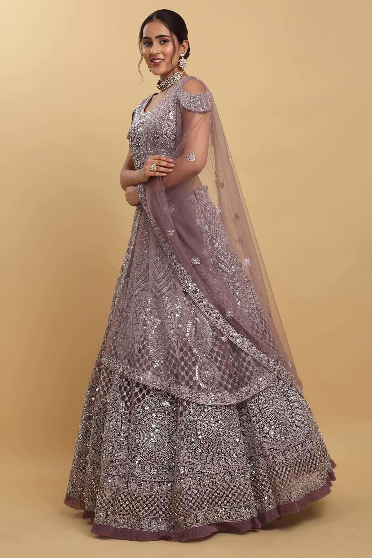 Purple Vintage Style Lehenga Set