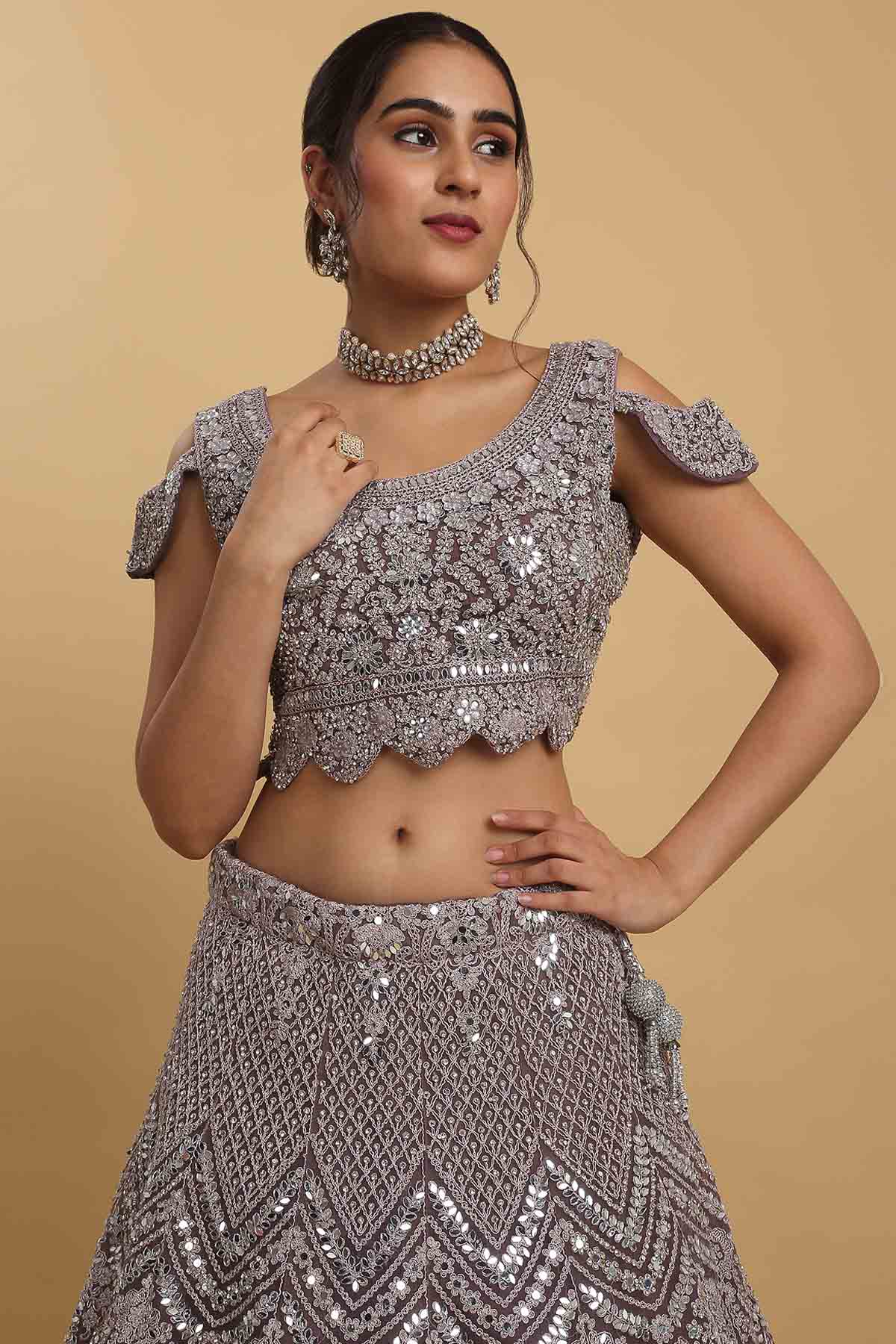 Purple Vintage Style Lehenga Set