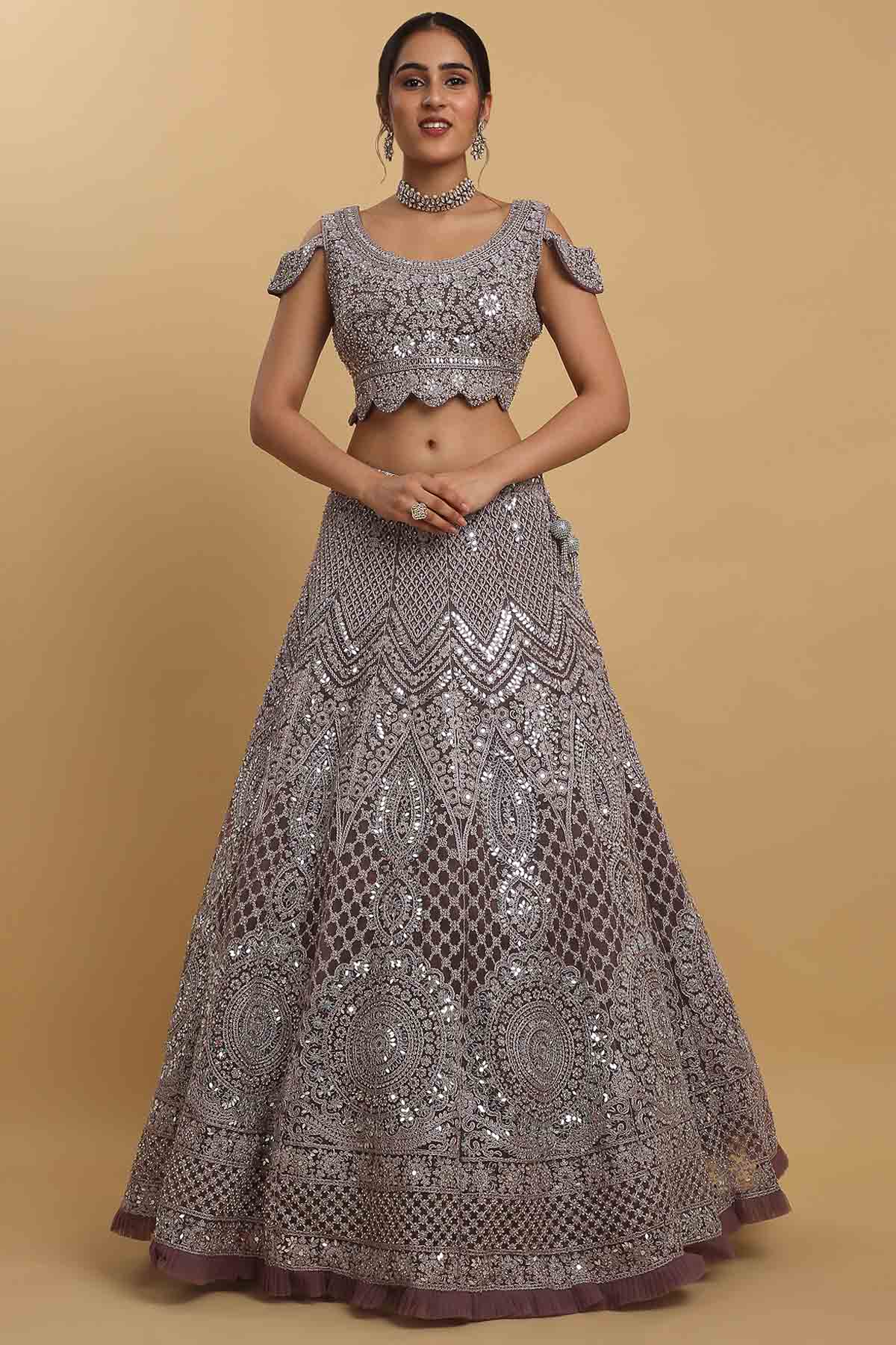 Purple Vintage Style Lehenga Set