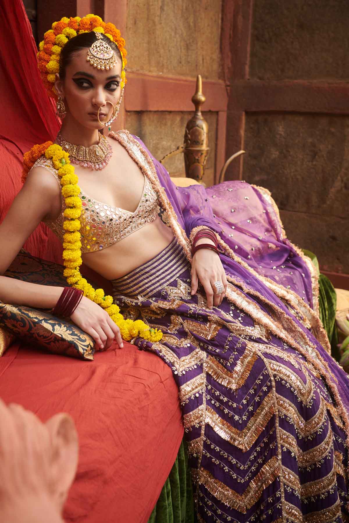 Purple Gota Lampi Lehenga Set