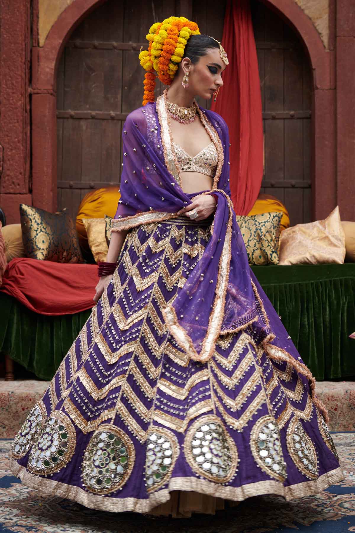 Purple Gota Lampi Lehenga Set