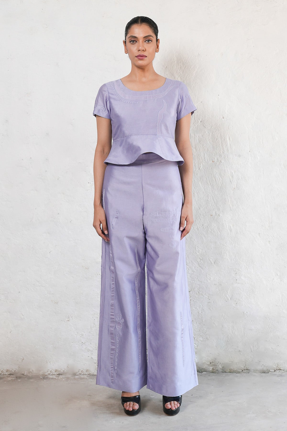 Buy Embroidered Purple Top & Pants by Saksham Neharicka for women online at ScrollnShops