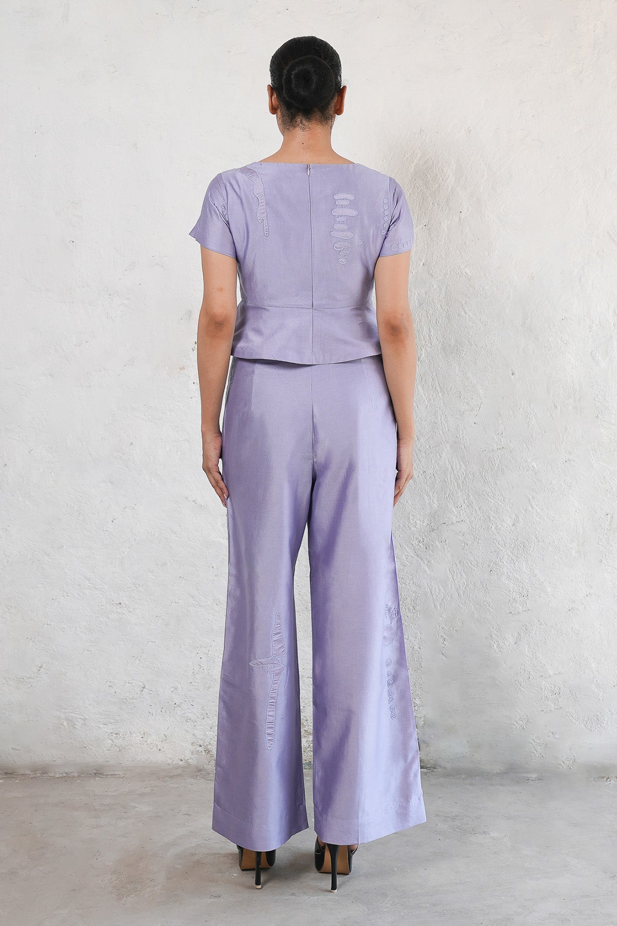 Embroidered Purple Top & Pants