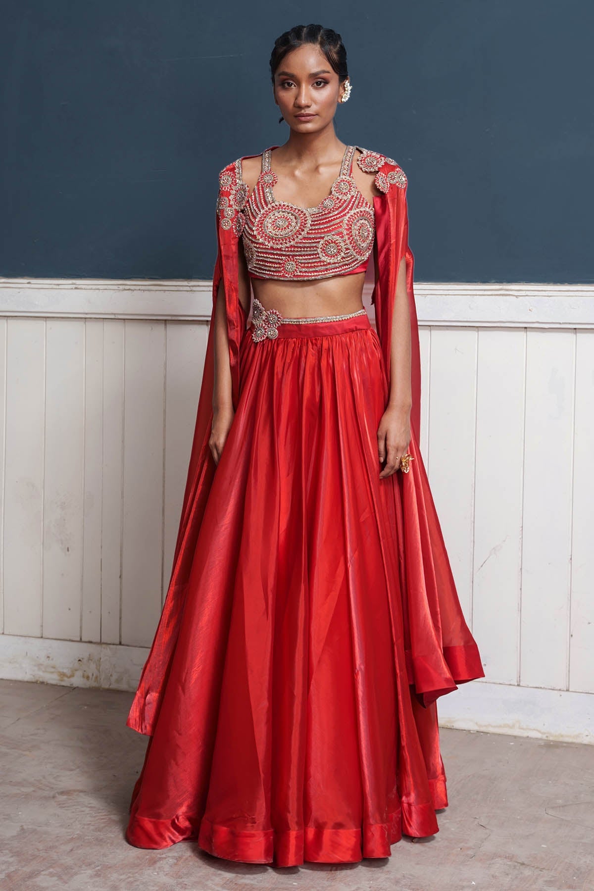 Seharre Embroidered Red Lehenga Set for women online at ScrollnShops