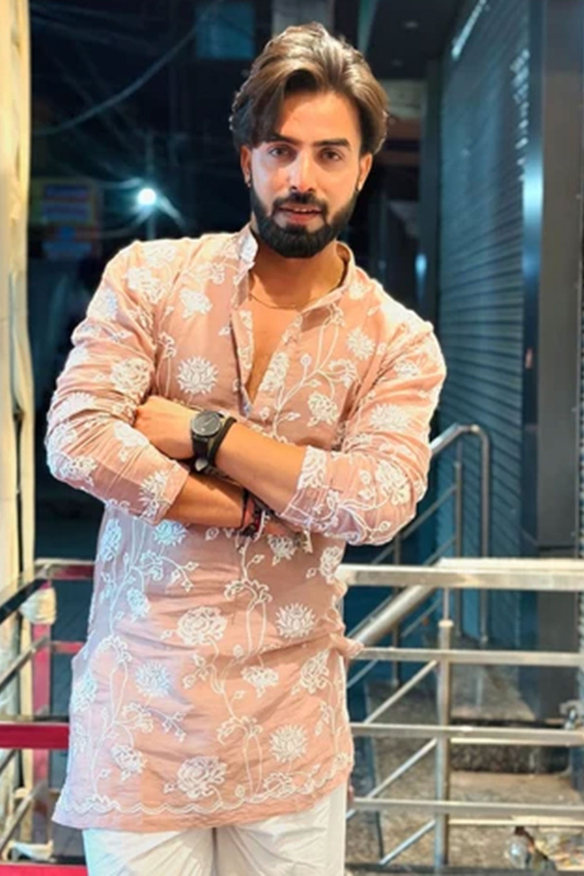 Embroidered Rolex Peach Kurta