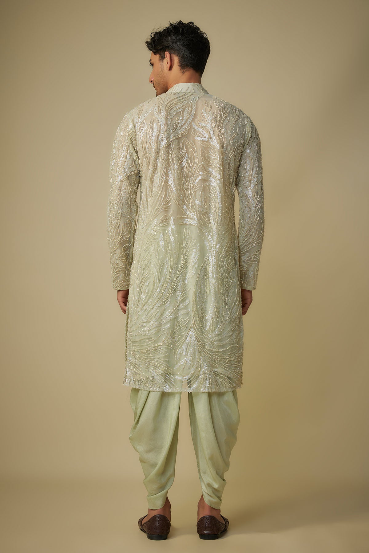 Embroidered Sage Green Kurta Set