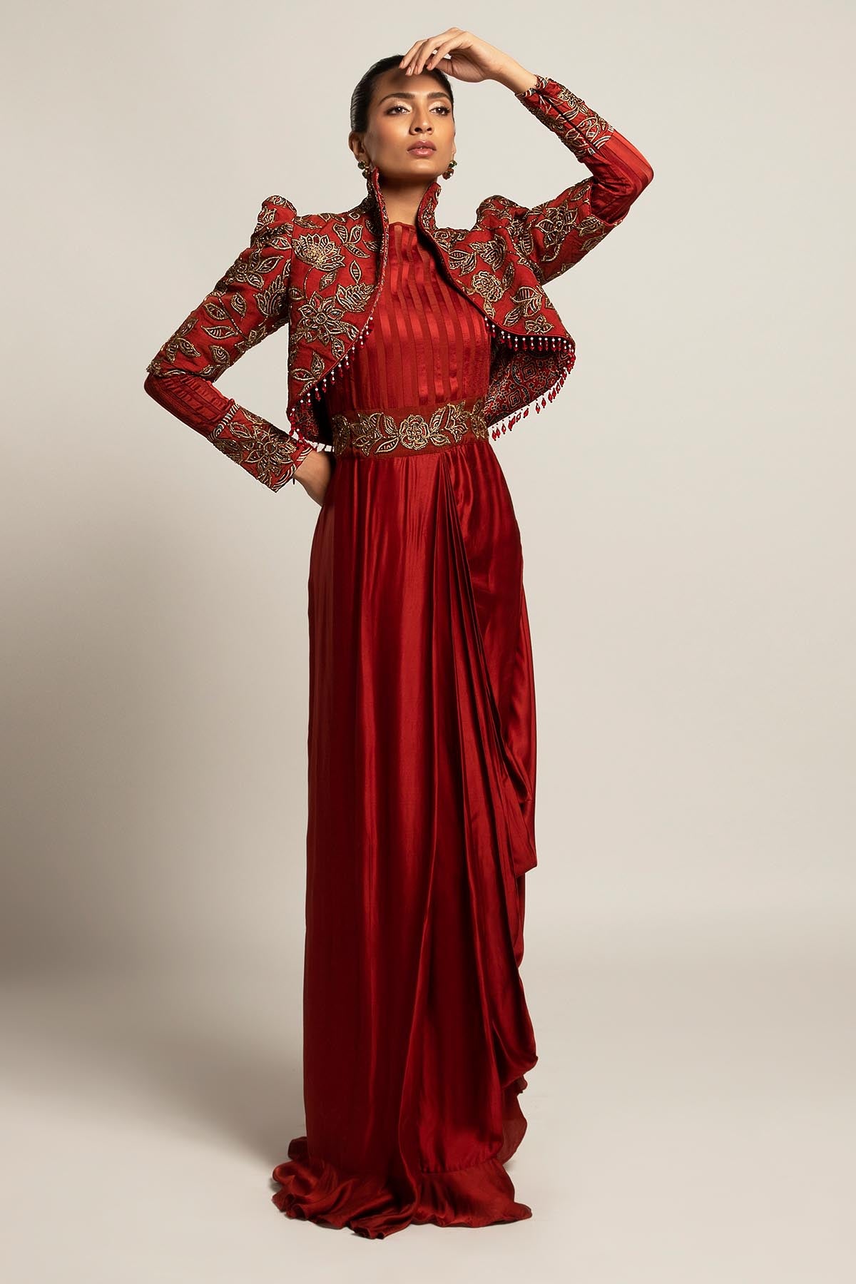 Embroidered Saree Gown & Jacket