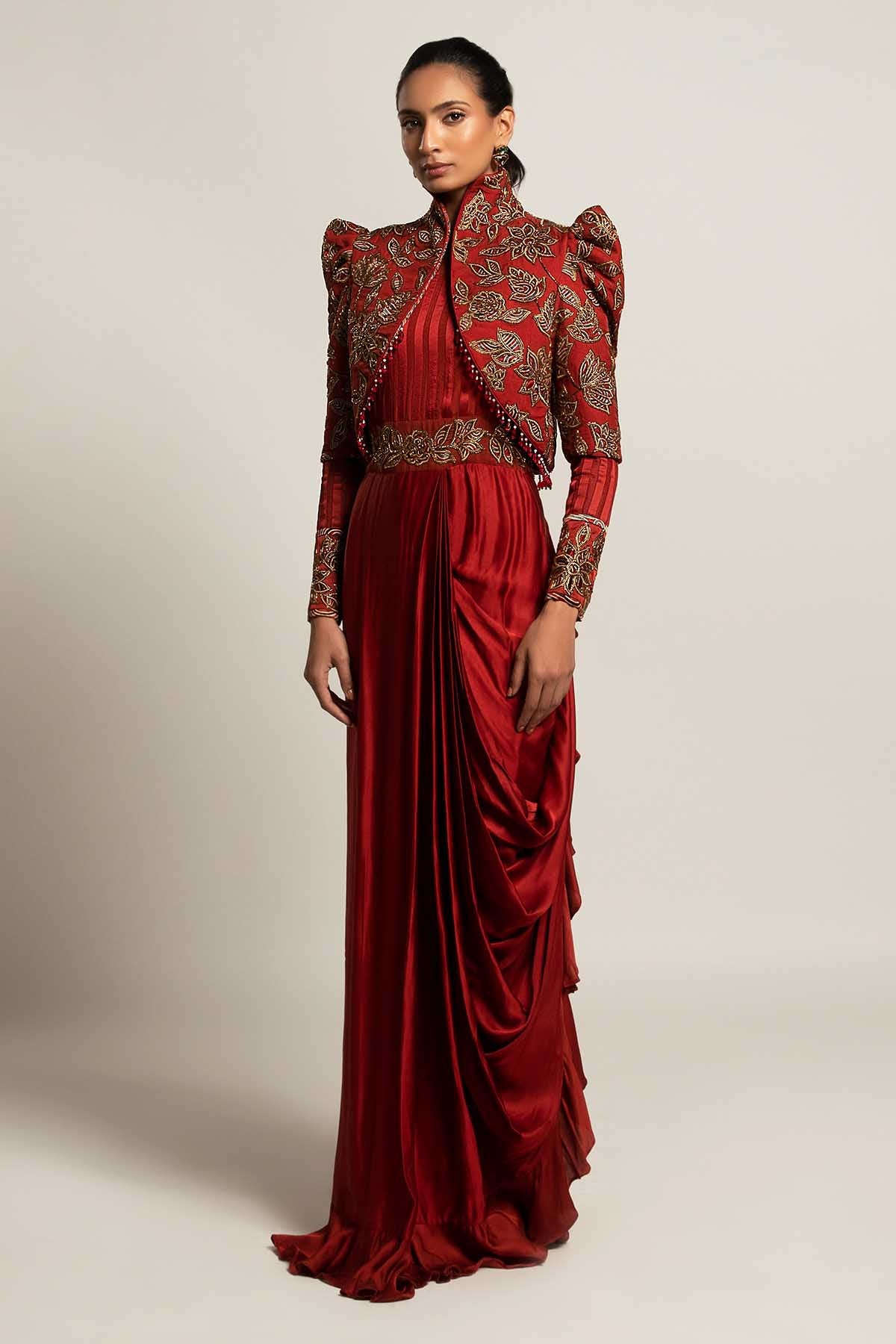 Embroidered Saree Gown & Jacket