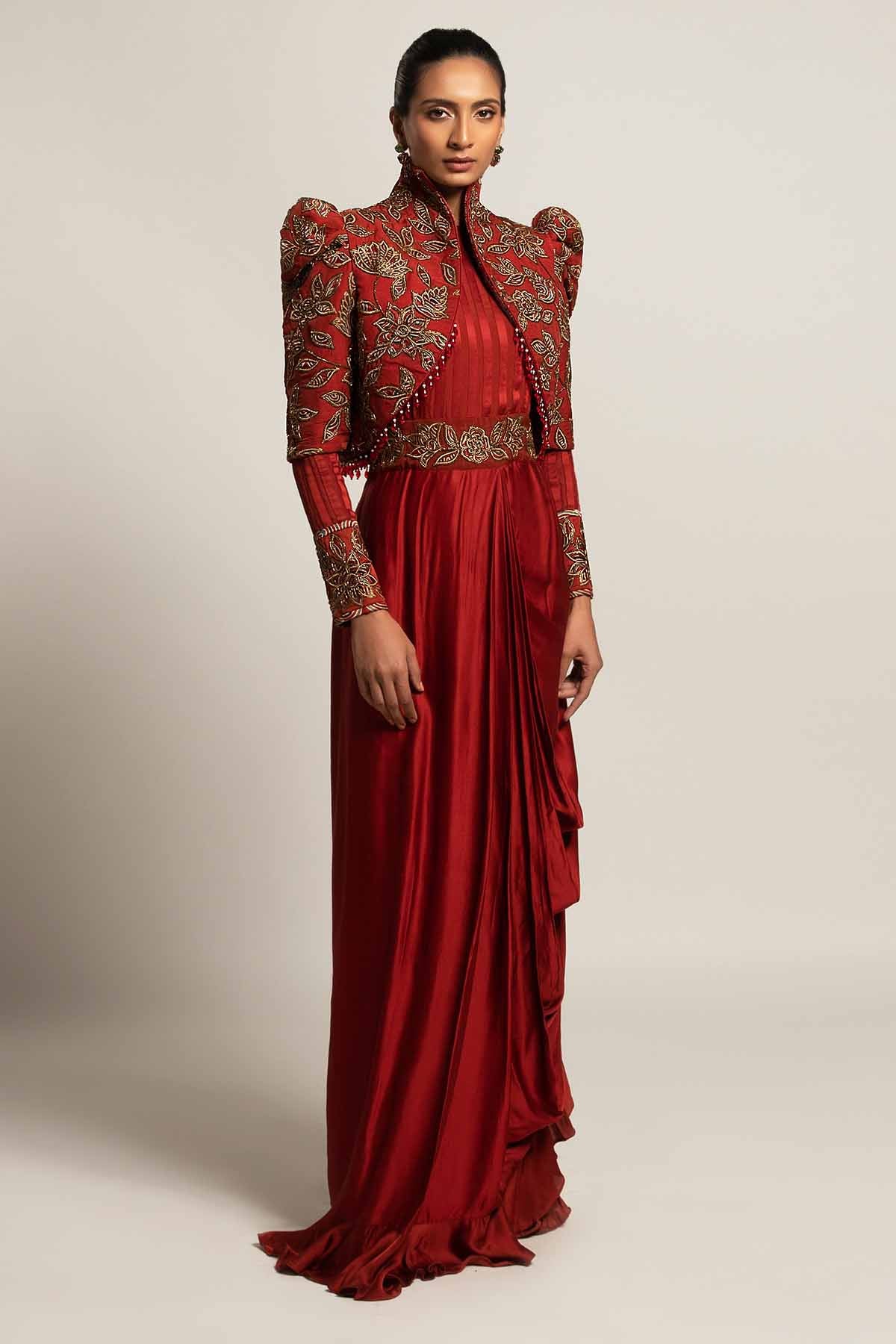 Embroidered Saree Gown & Jacket