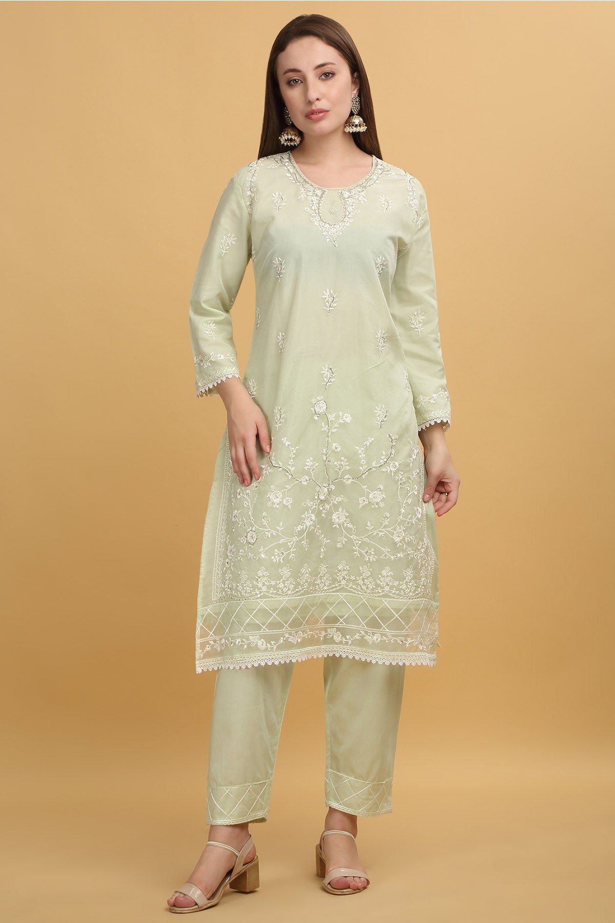 Pastel Green Thread Kurta Set
