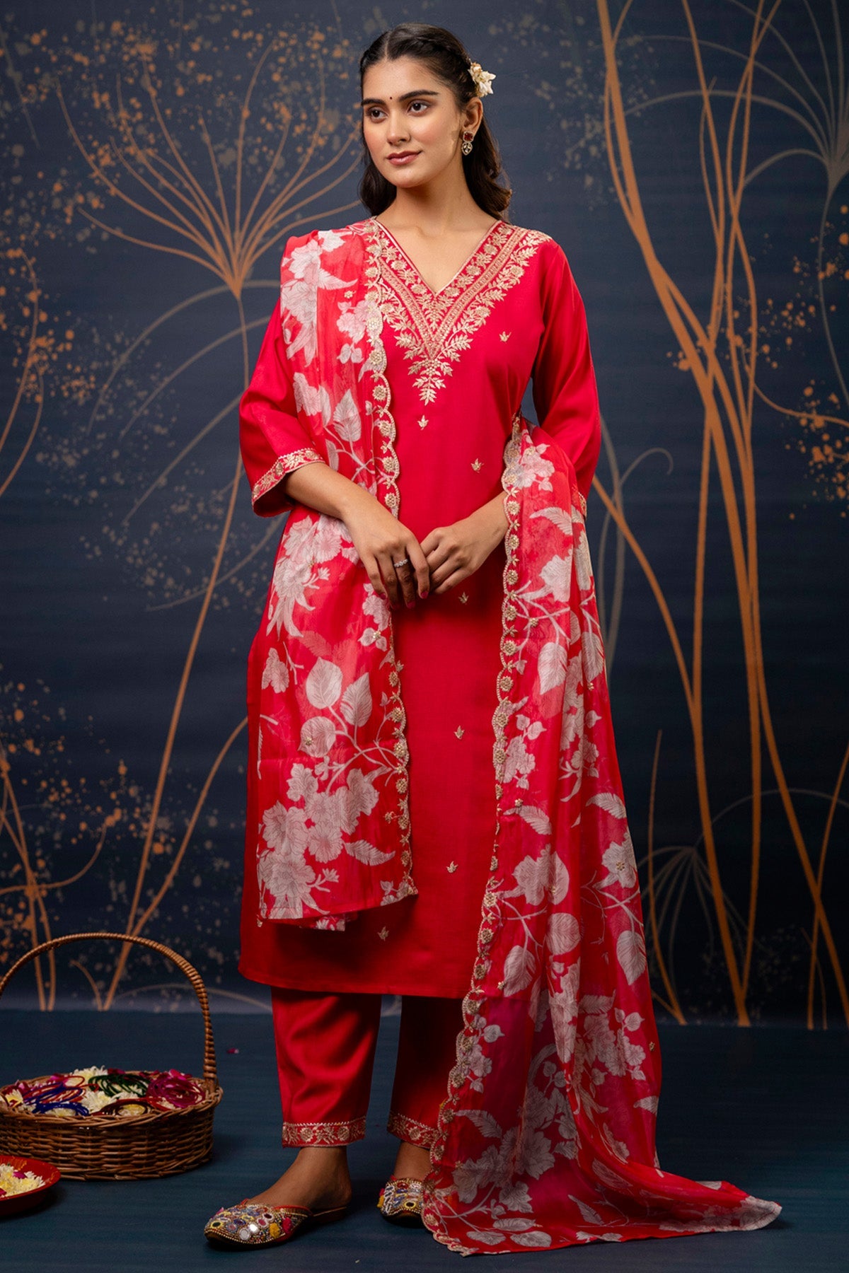 Buy Embroidered Silk Pink Kurta Set for women by Aastha Fashion online available at scrollnshops