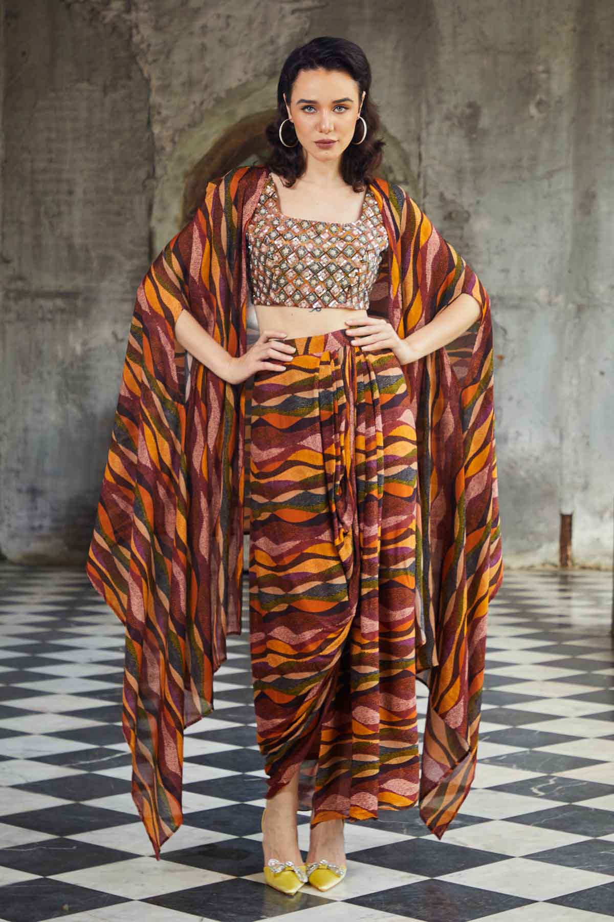 Embroidered Skirt & Jacket Set