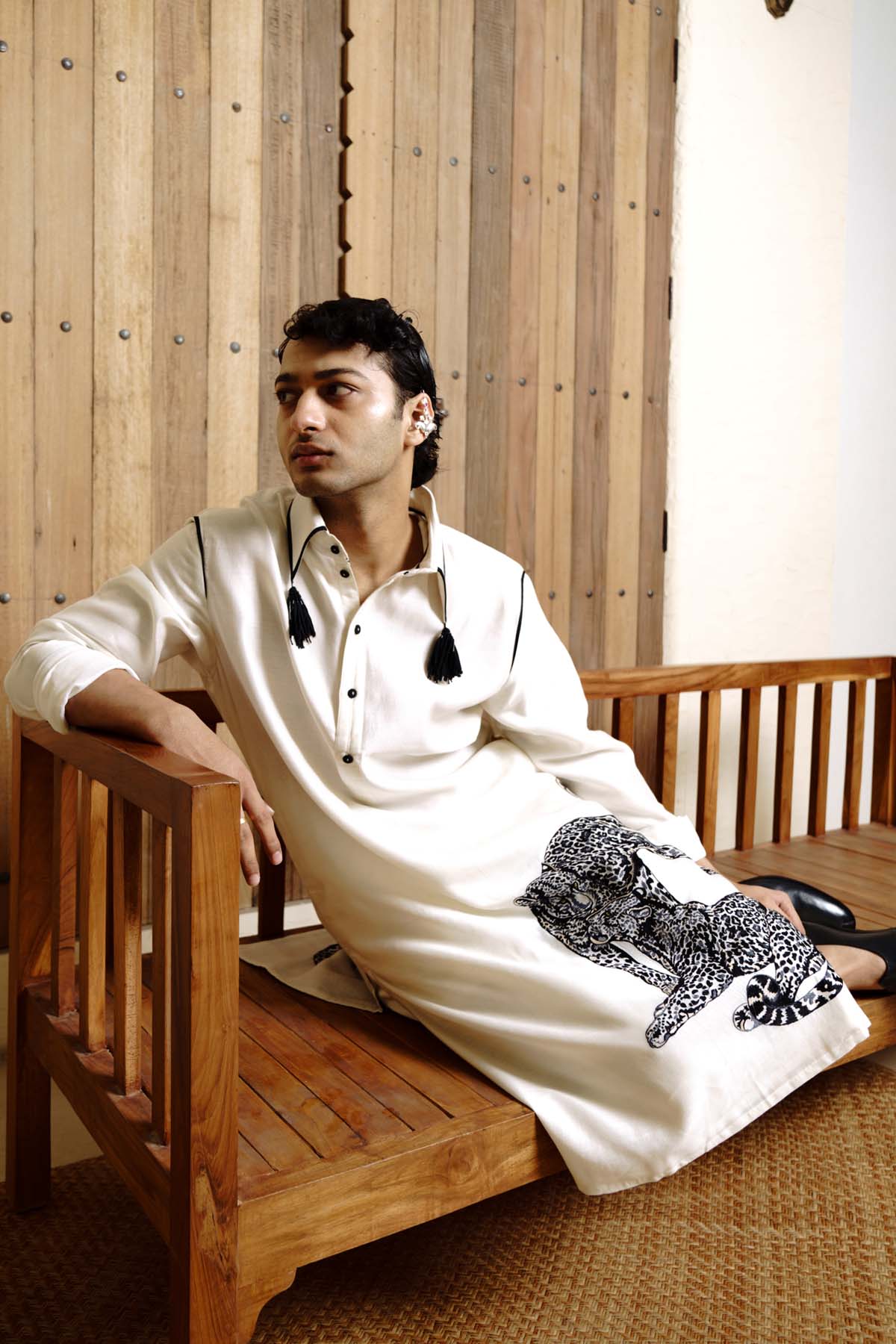 Embroidered Stripe Kurta Set