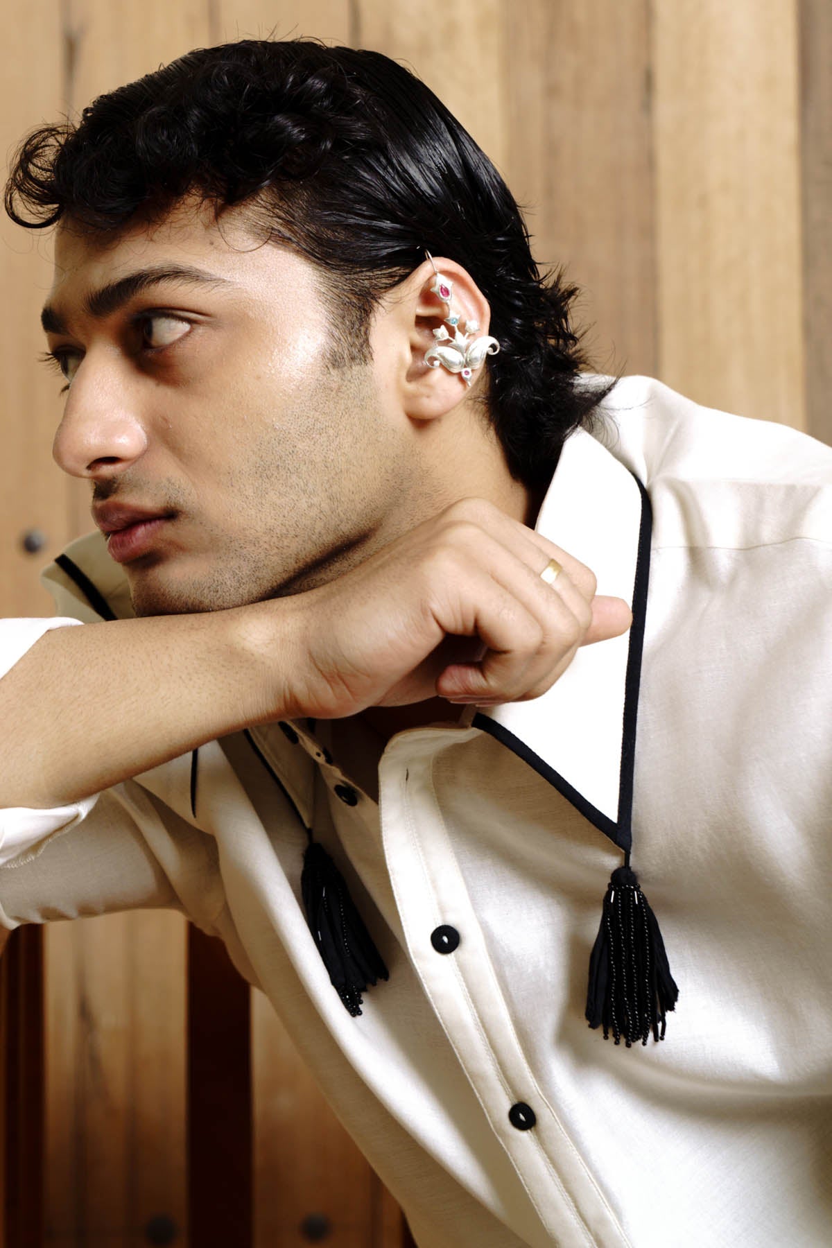 Embroidered Stripe Kurta Set