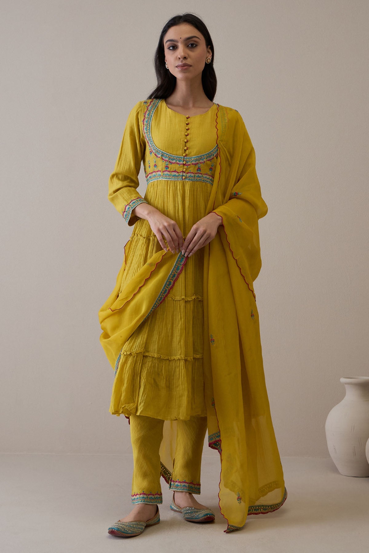 Buy RoohbyRidhimaa Embroidered Tiered Kurta Set only at ScrollnShops
