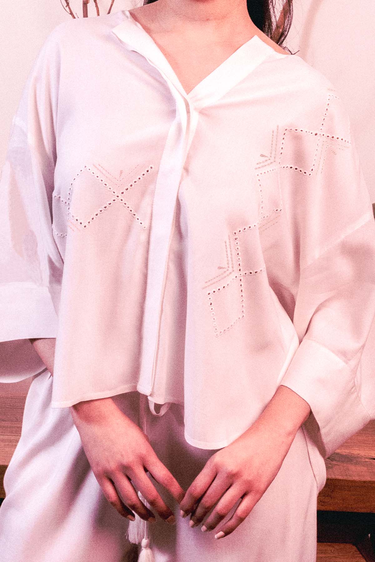 Embroidered White Co-ord Set