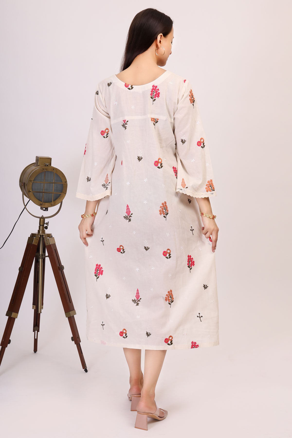 Embroidered White Cotton Dress