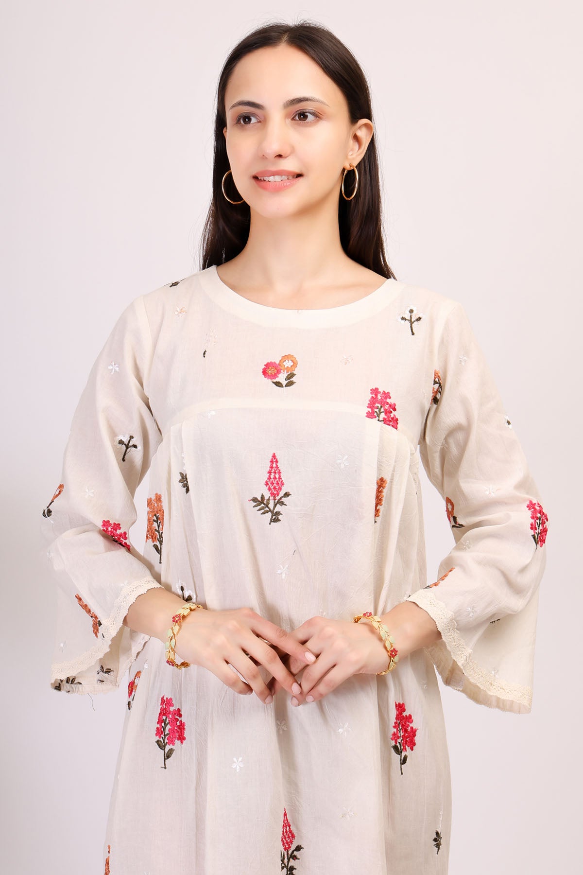 Embroidered White Cotton Dress