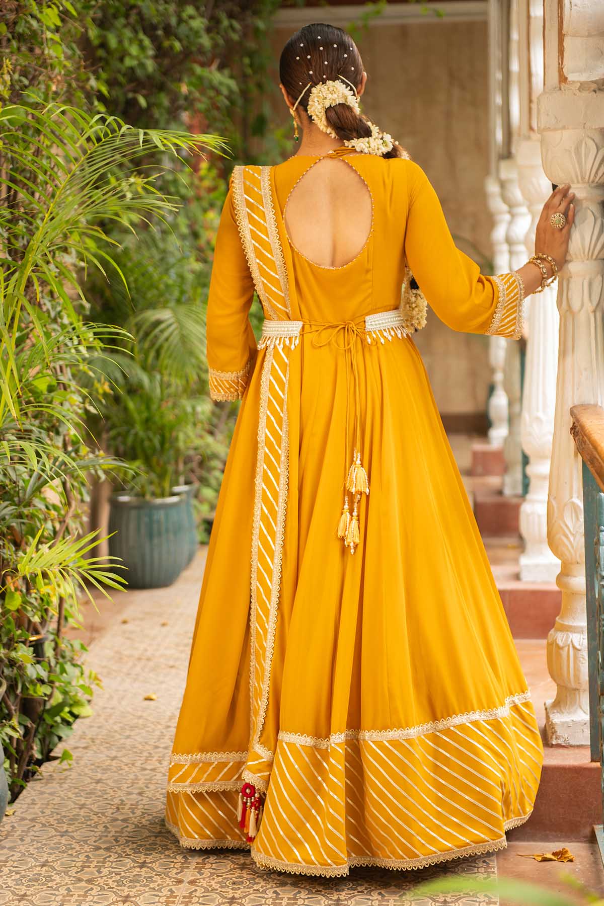 Embroidered Yellow Anarkali Set